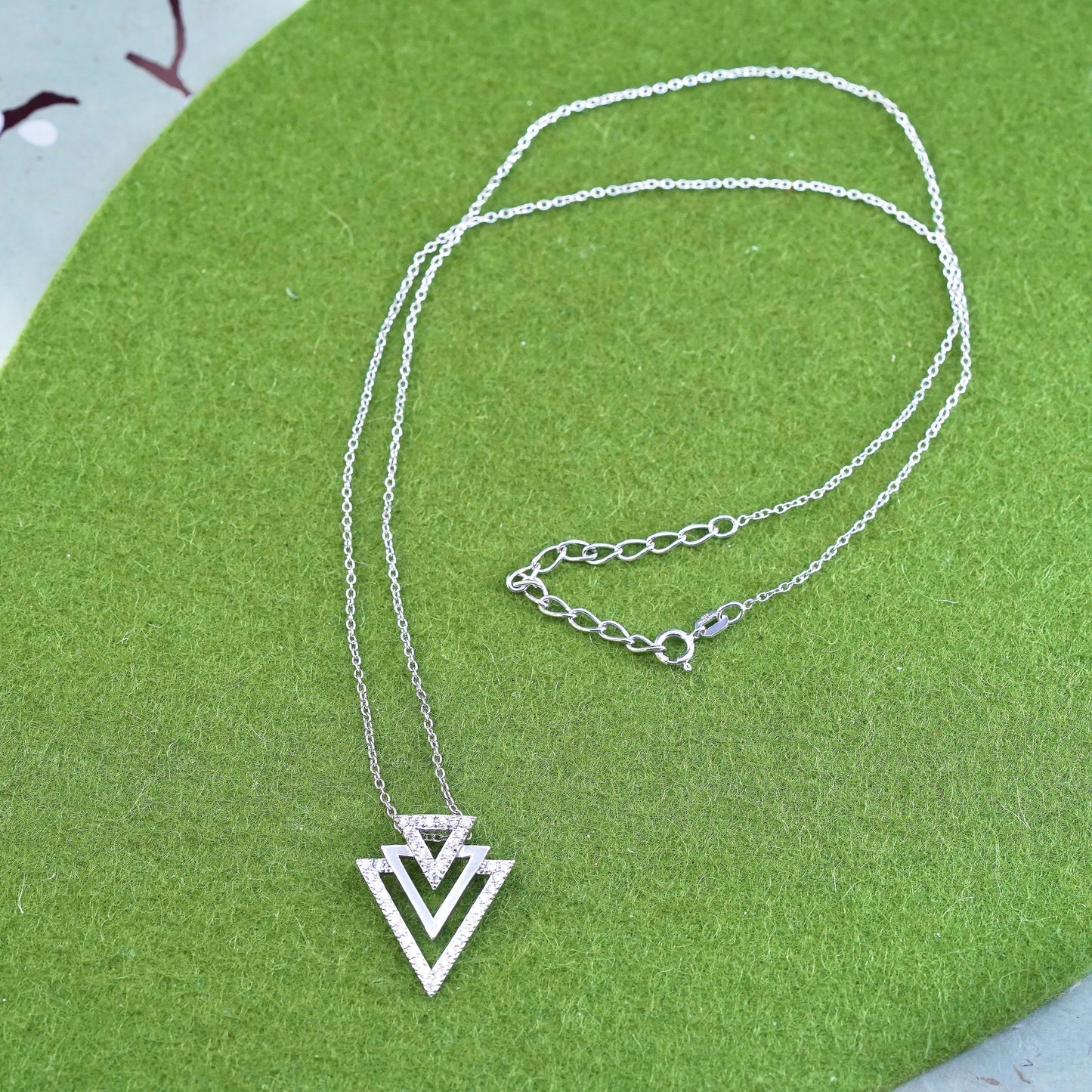 18+2”, Sterling silver necklace, 925 circle chain with cz arrow pendant