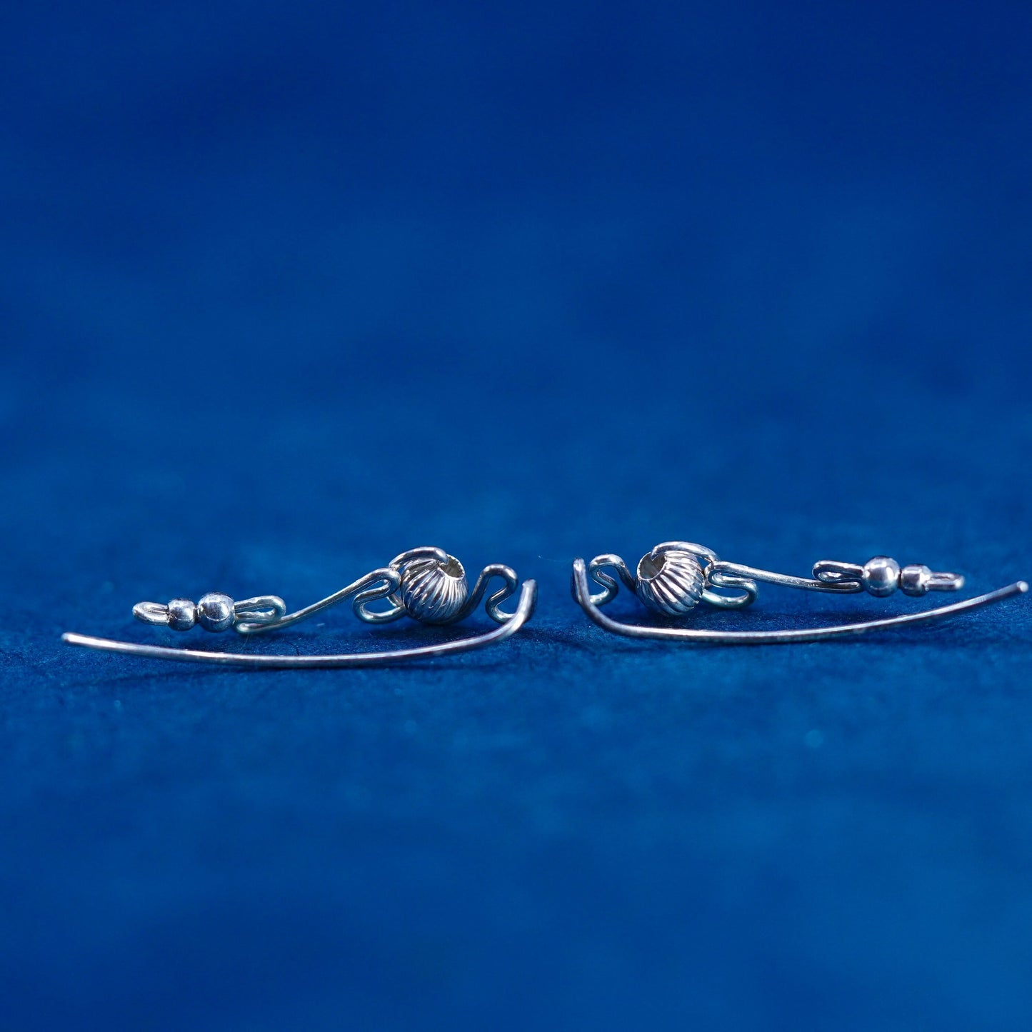 Vintage Sterling Silver handmade Earrings. 925 wired dangles with beads