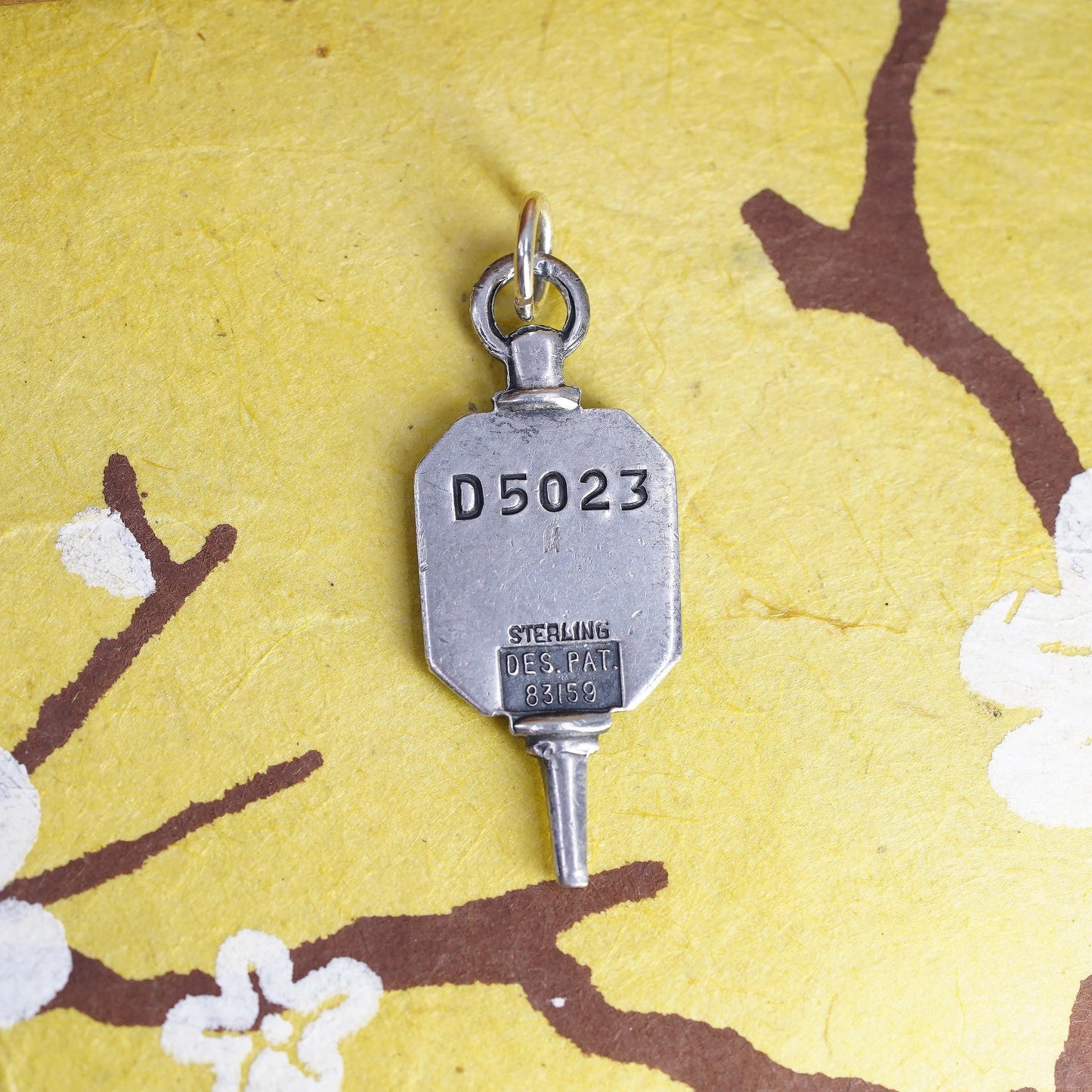 Vintage Lions Clubs International 925 Sterling Silver Key Charm, Lions Club Watch Fob Pendant, Purple Enamel Fraternal Jewelry, stamped Ster