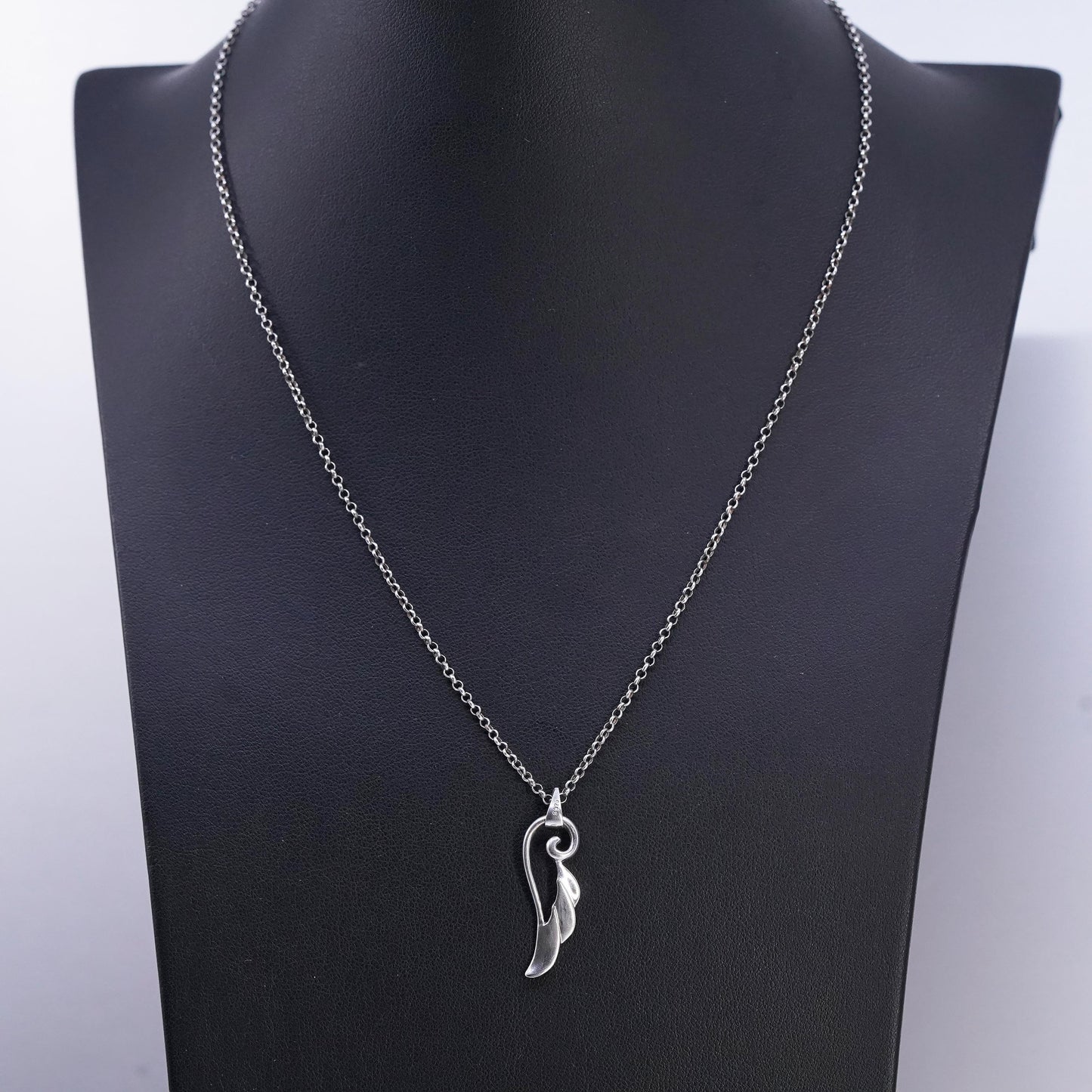 18" 1.6mm, vintage Sterling 925 silver circle chain necklace with ring pendant