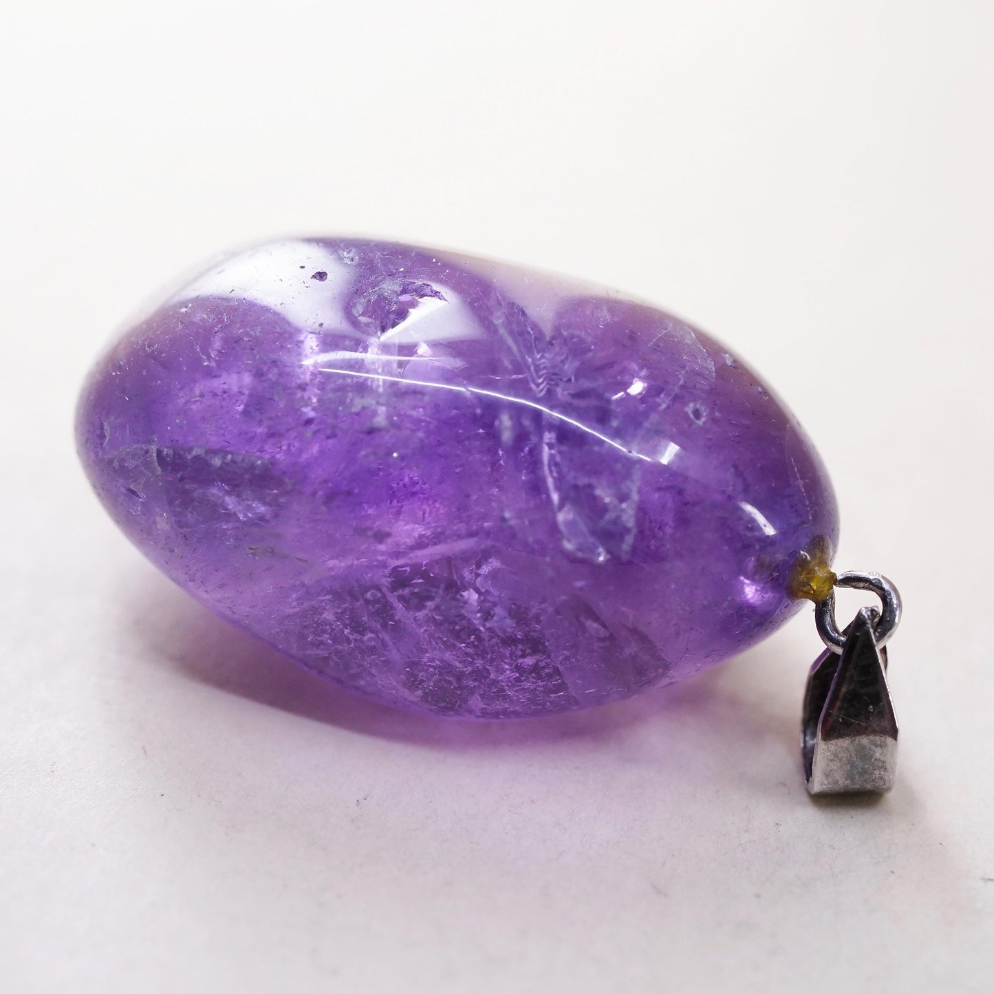 Vintage Sterling 925 silver handmade pendant with amethyst nugget