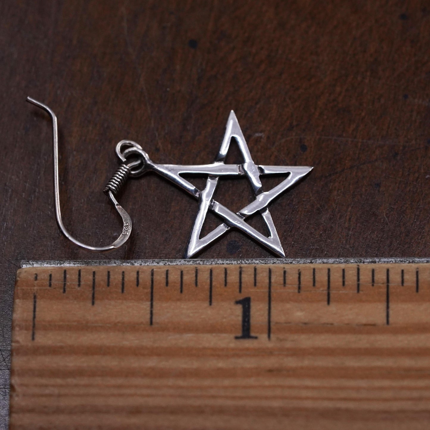 Vintage Sterling silver handmade pendant, 925 star single earring