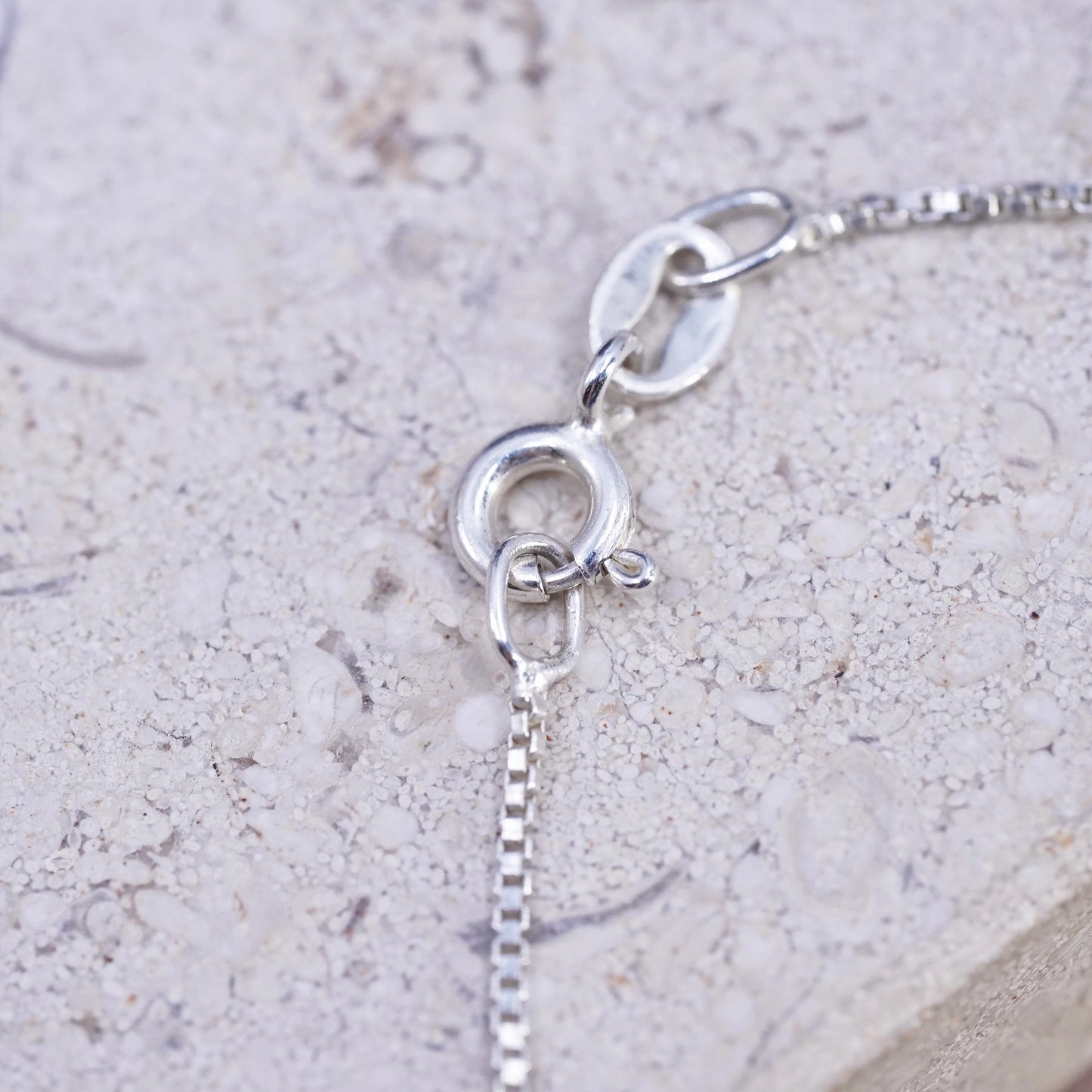 20", vintage Sterling silver necklace 925 box chain cluster cz football pendant