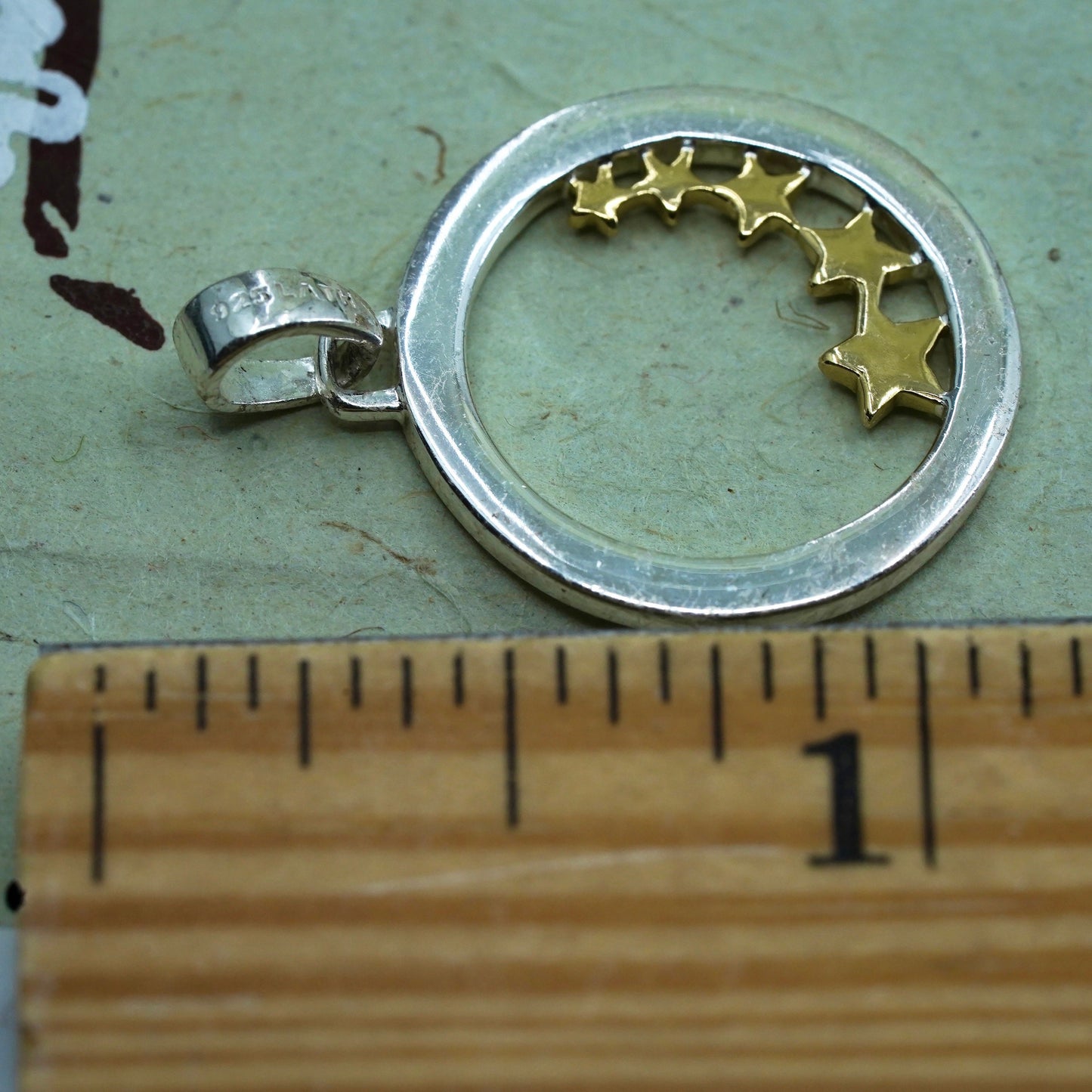 sterling silver pendant, 925 star circle, "one person can make a difference