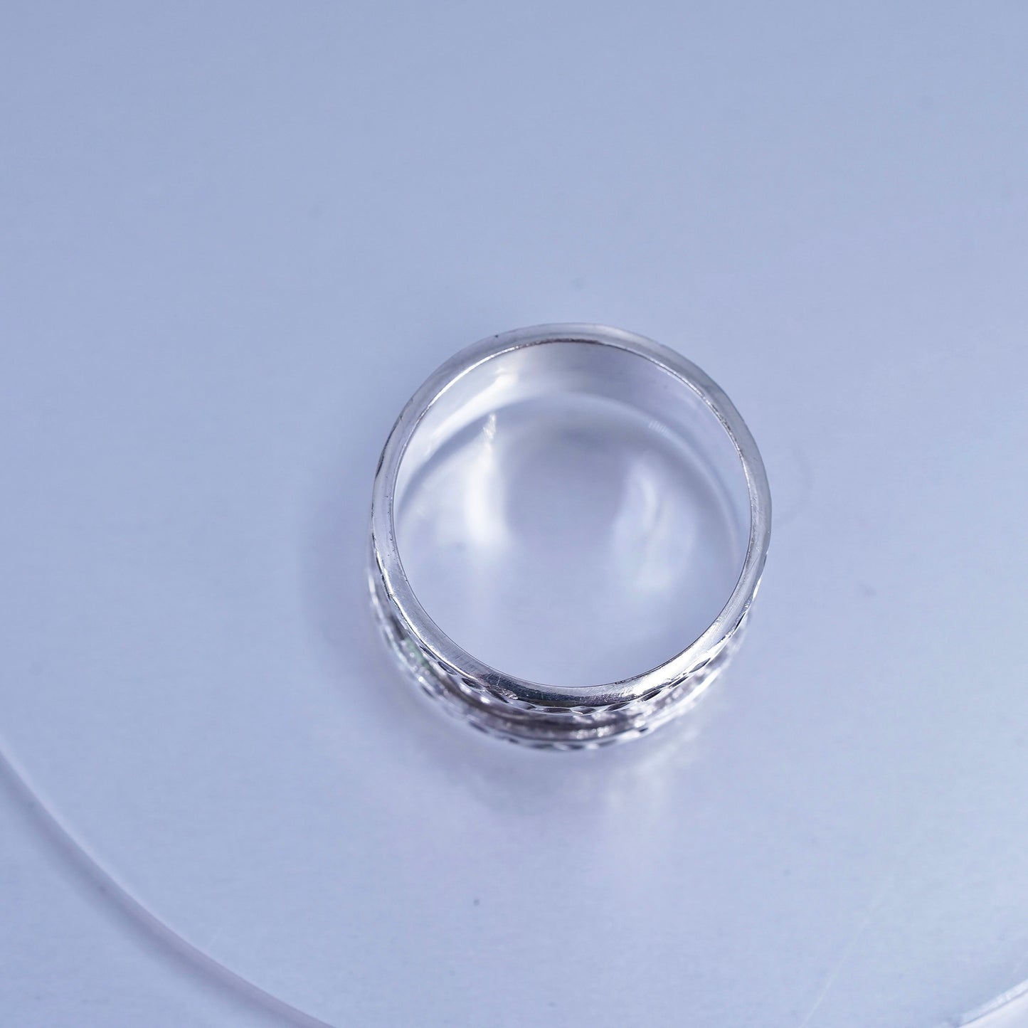 Size 9, Designer Milo Sterling 925 silver ring, wide textured band