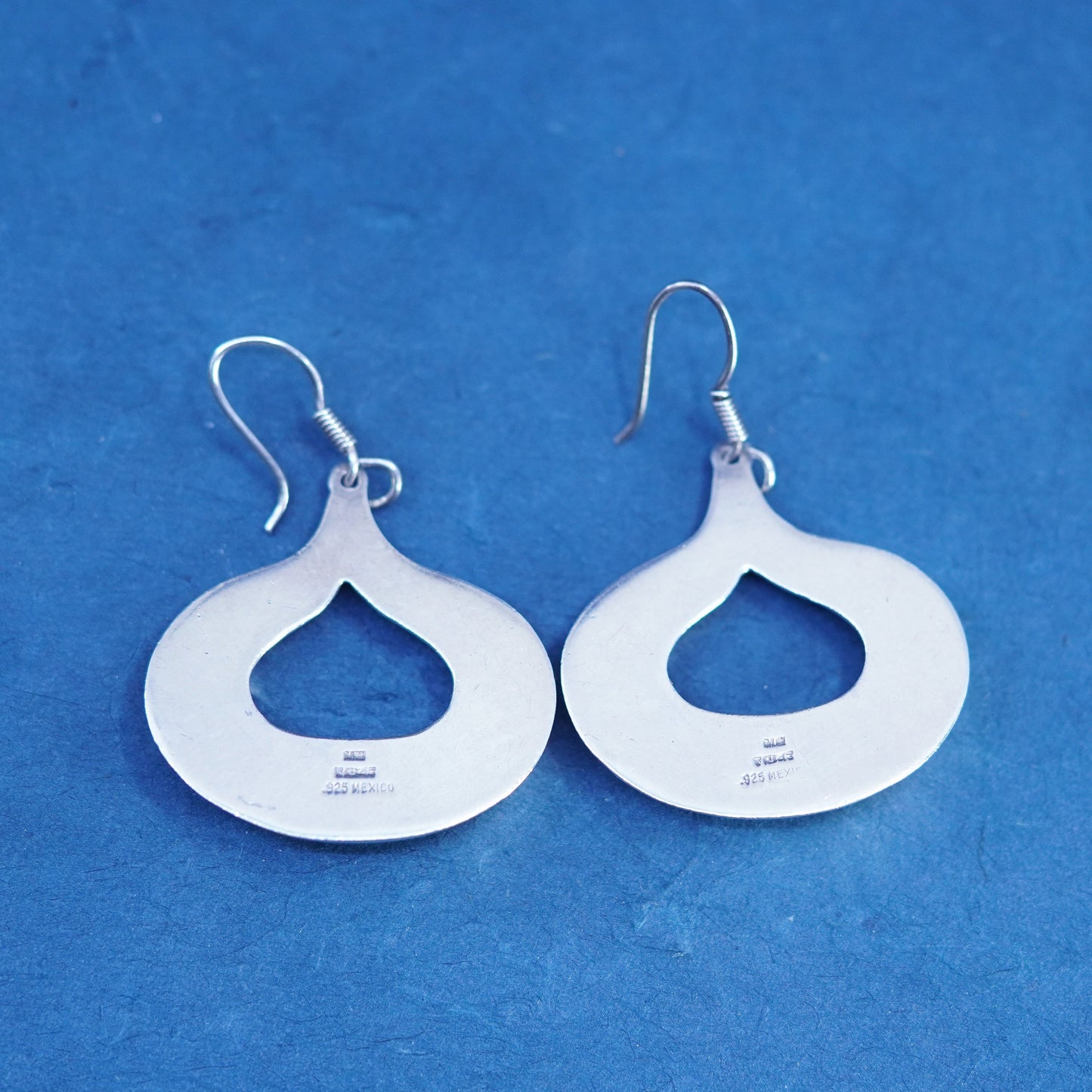 vintage Mexico Sterling silver handmade earrings, 925 teardrop