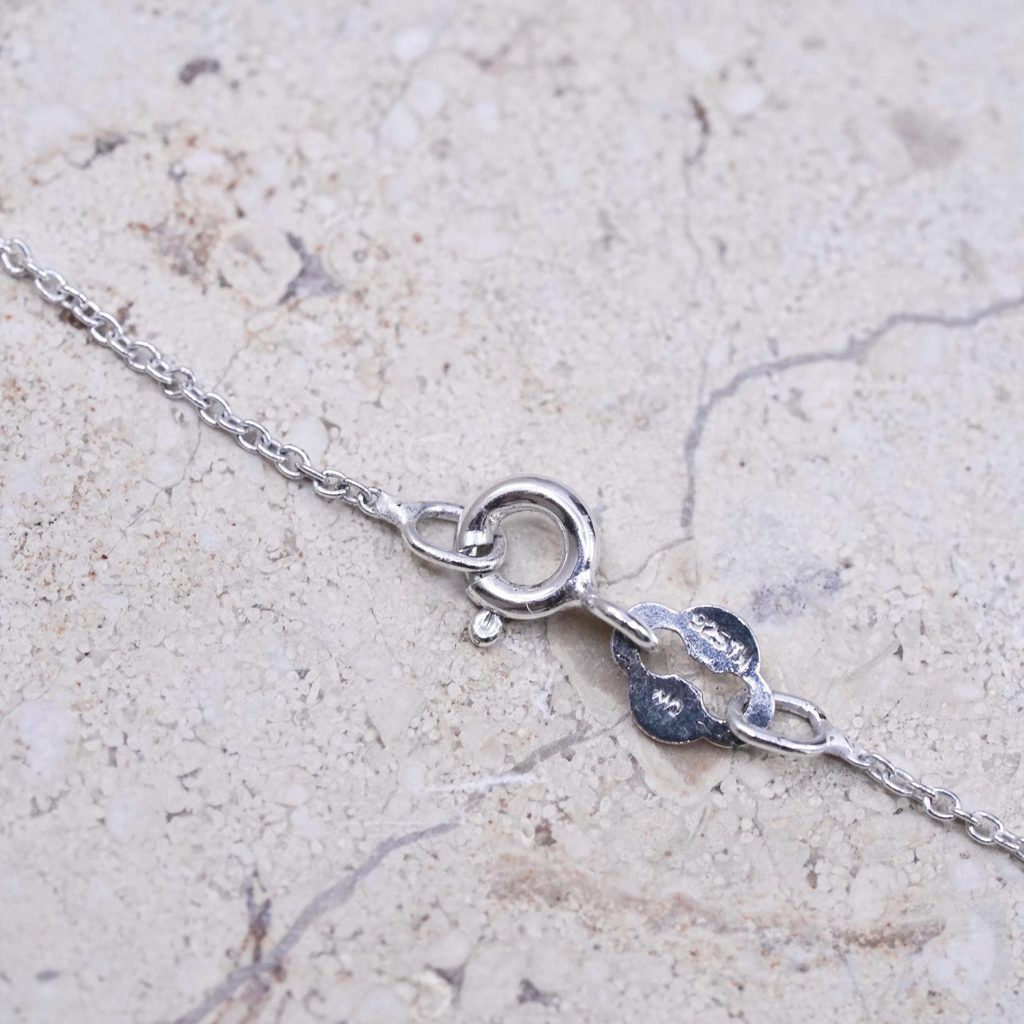 18” Sterling 925 silver circle chain necklace with cross pendant and marcasite