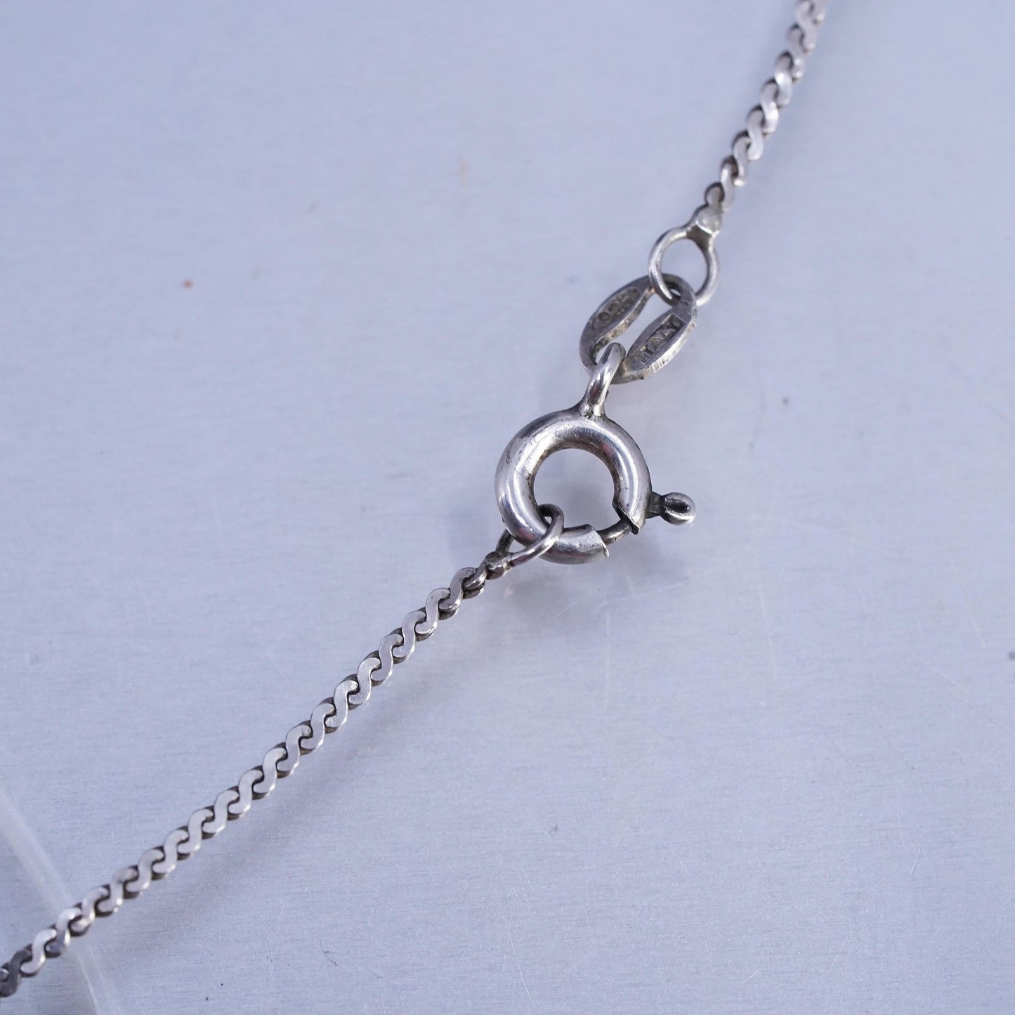 18", Vintage Mexican Sterling 925 silver s link necklace with amethyst pendant