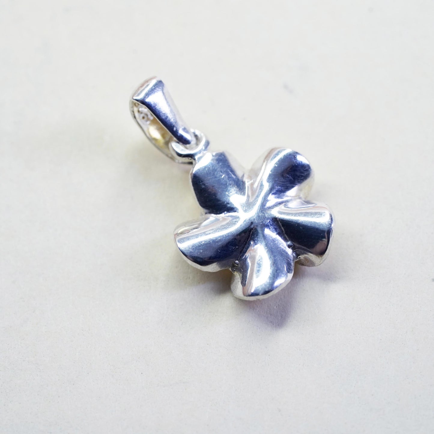 Vintage Sterling silver handmade pendant, 925 plumeria flower charm