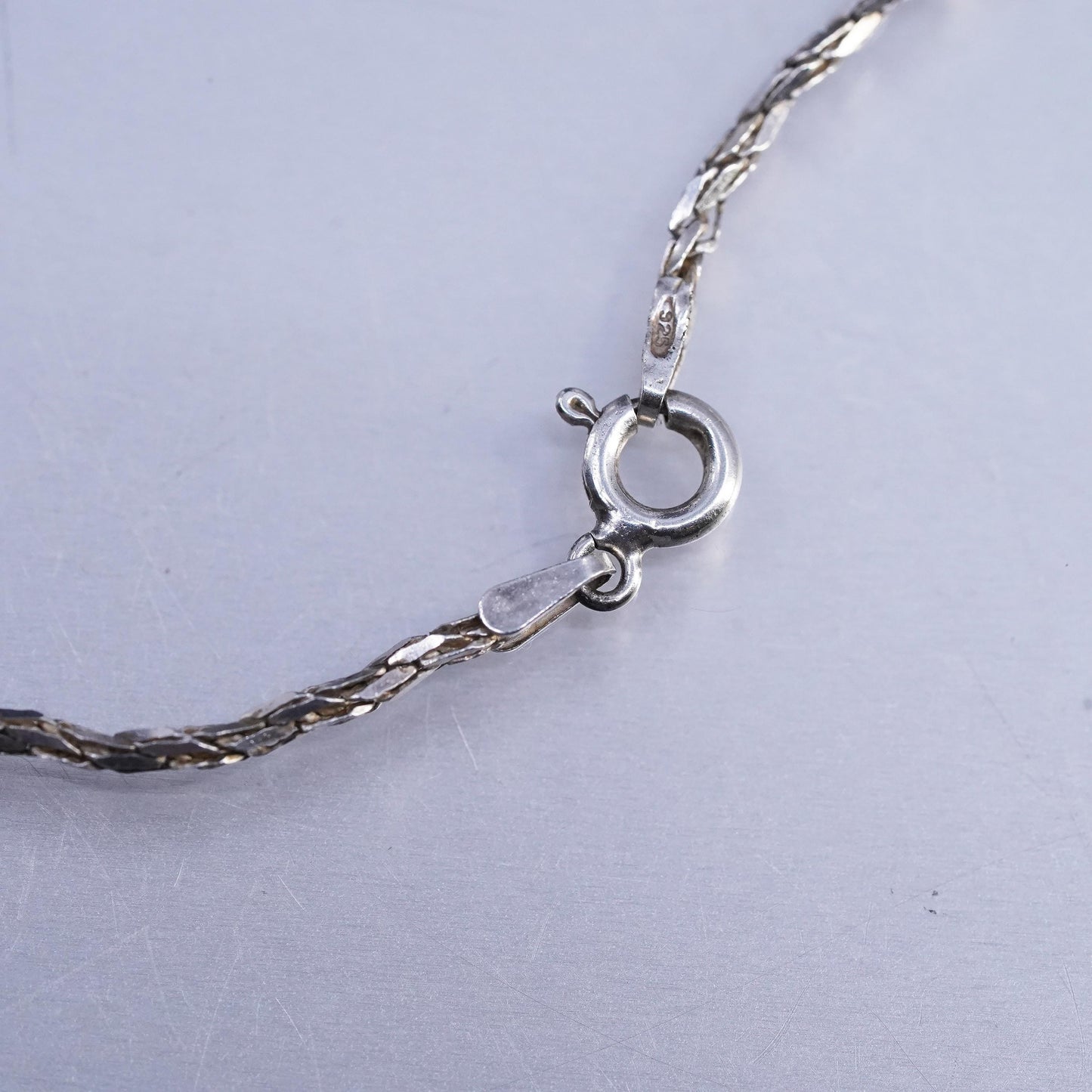 18" 2mm, vintage Italian Sterling 925 silver twisted chain necklace