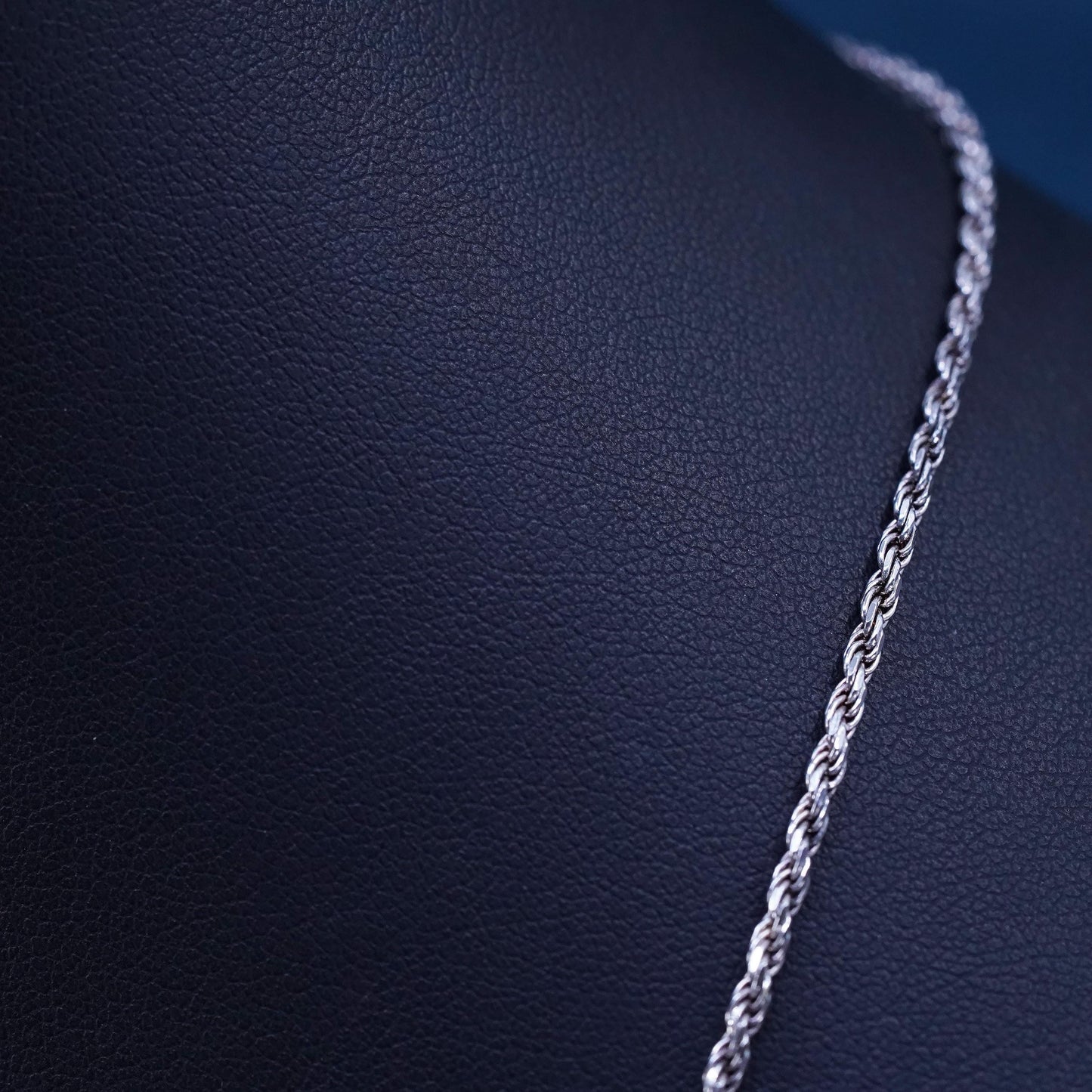 18”, 2mm, vintage Sterling silver handmade necklace, 925 rope chain