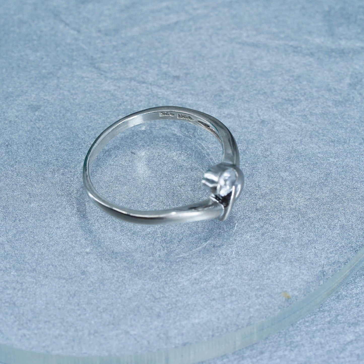 Size 6.25, vintage Sterling 925 silver handmade engagement ring with Cz