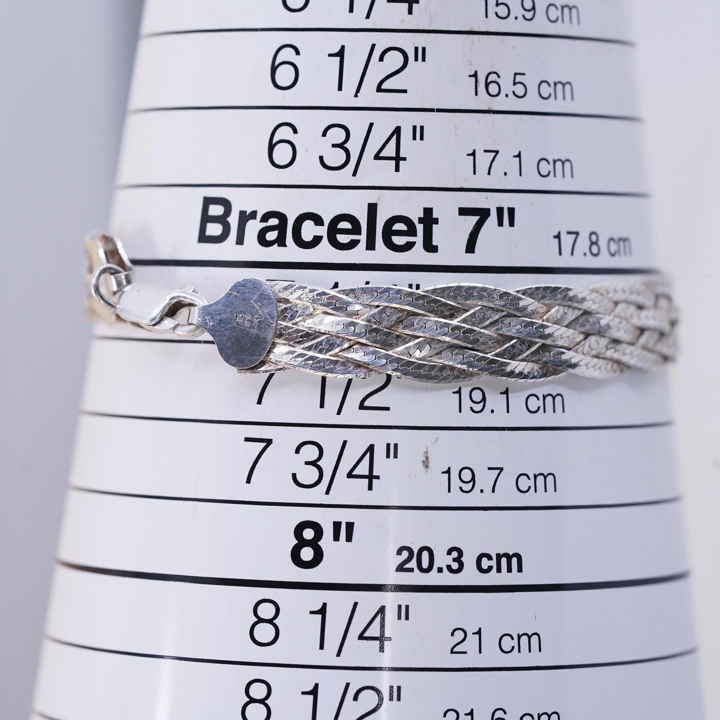 7.25” Italian multi 6 strands sterling silver bracelet, 925 herringbone chains