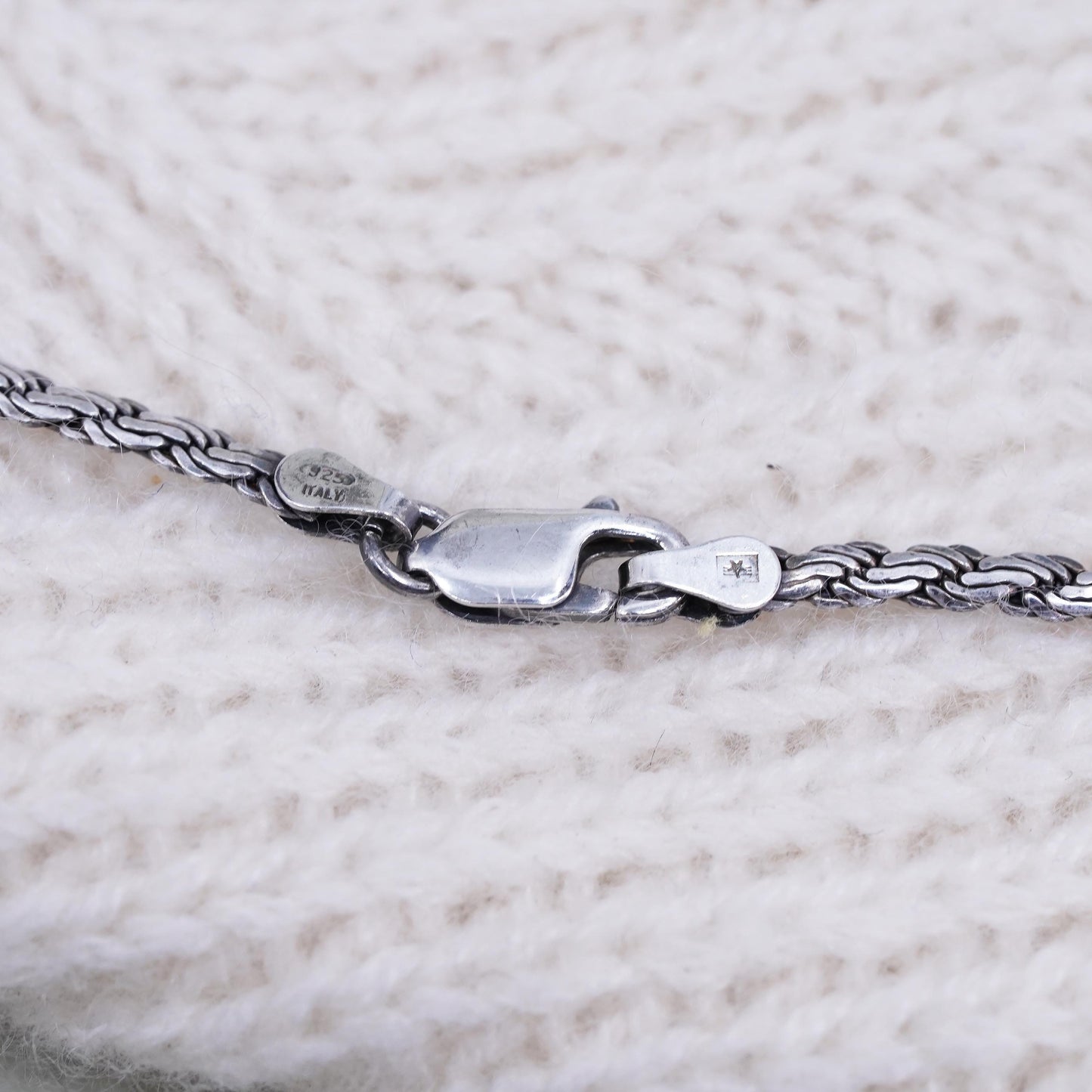 24", 3mm, Vintage sterling silver flatten curb chain, 925 men's necklace