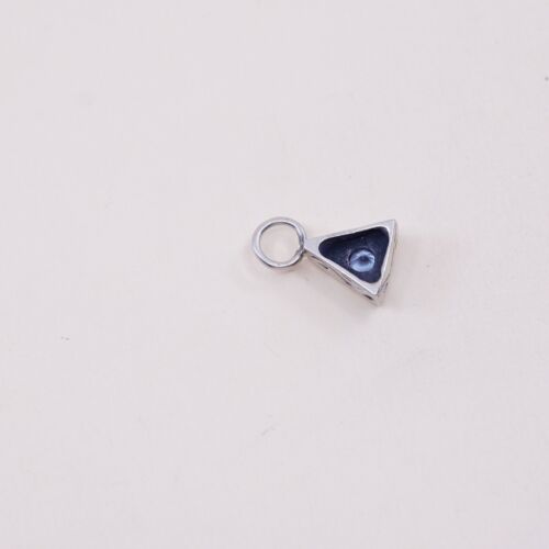 Vintage Sterling 925 Silver Pendant With Blue Cz, Stamped 925
