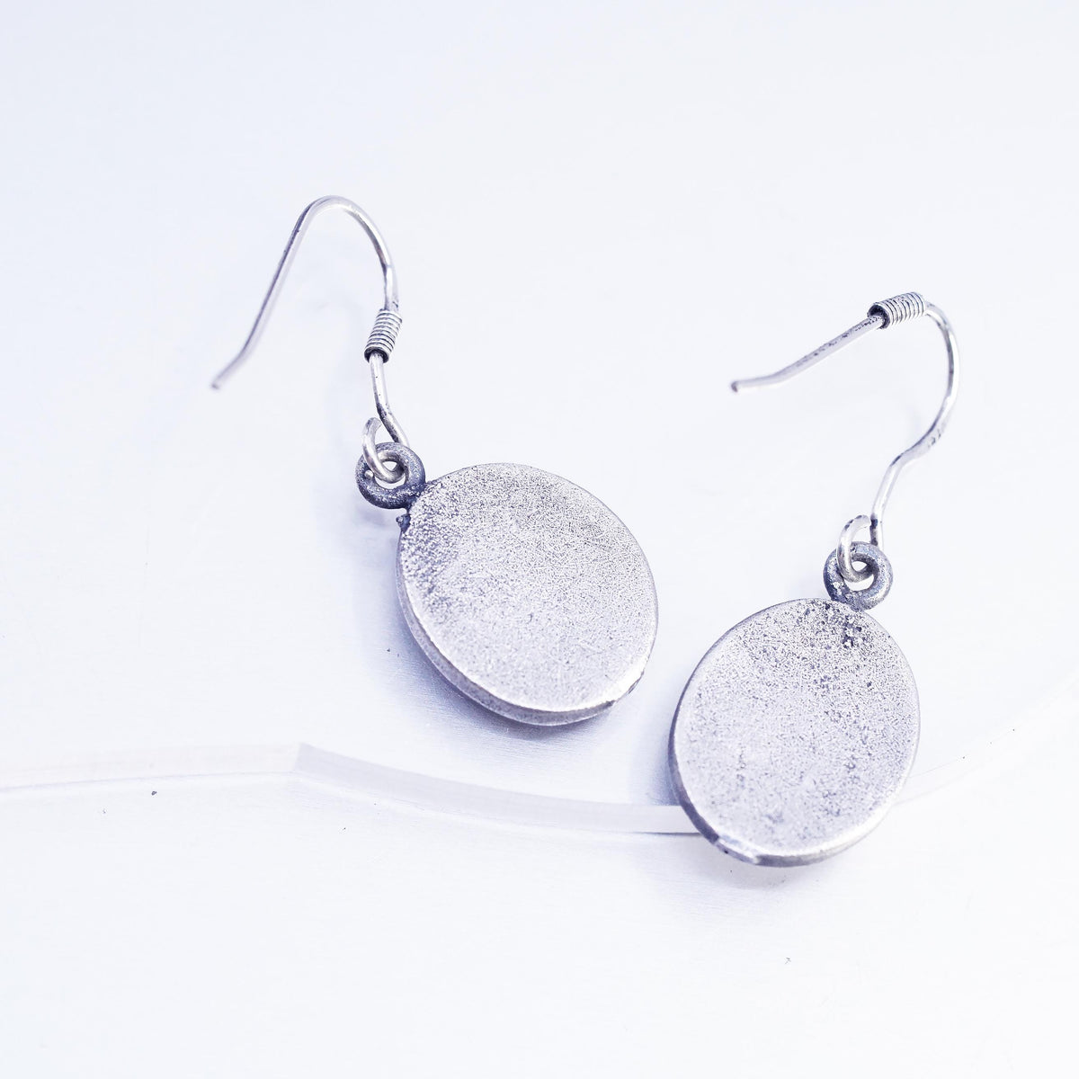 Sterling Silver Floral Cutout Dangle, Oxidized 925 Silver Drop Earrings, Flower