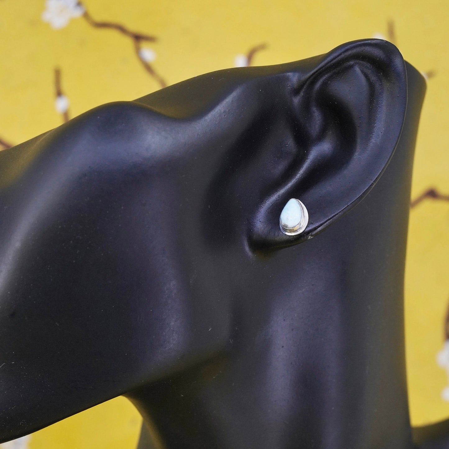 southwestern Sterling silver earrings, studs, huge 925 teardrop studs larimar