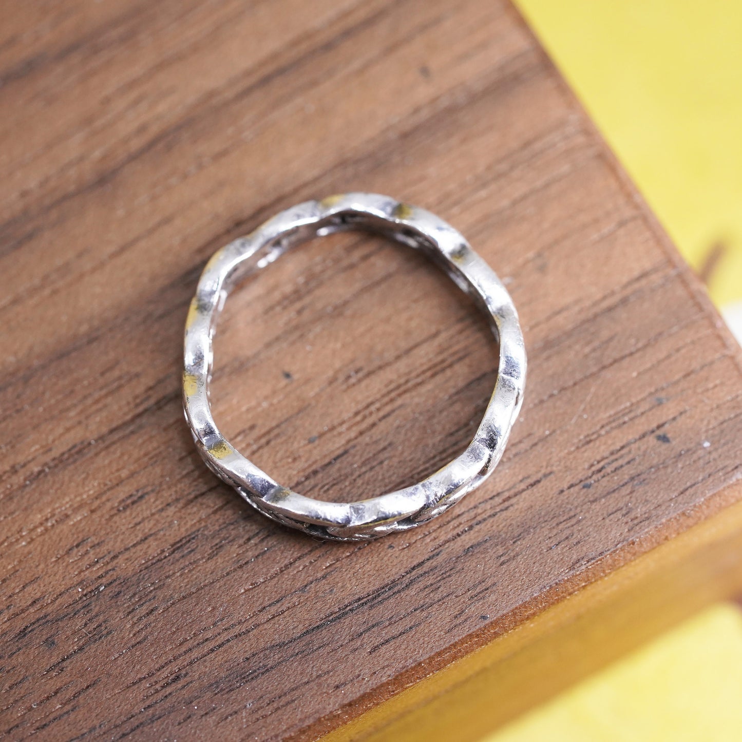 Size 4.75, vintage Sterling silver handmade ring, 925 curb link chain band