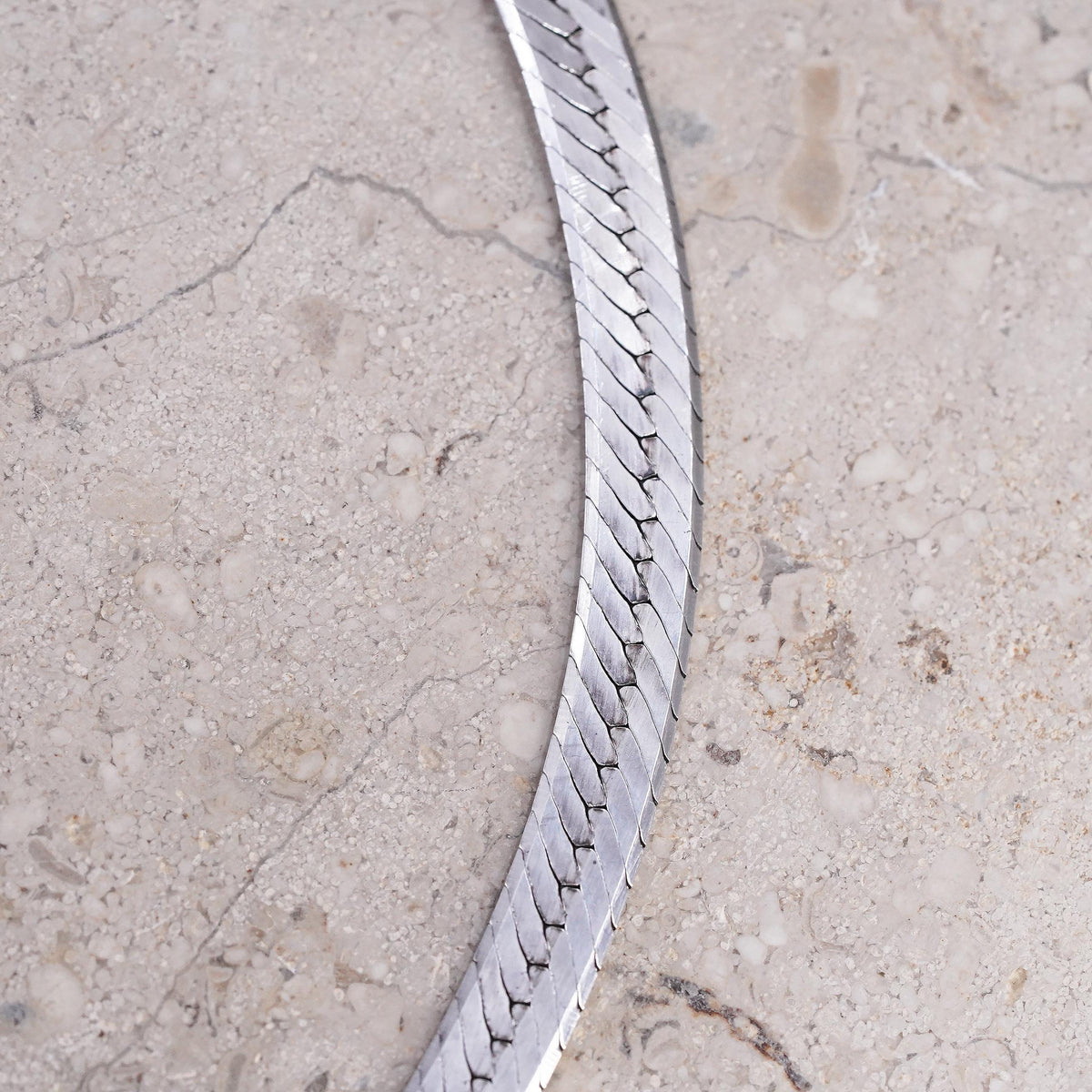 18" 5mm, vintage Sterling silver handmade necklace, 925 herringbone chain