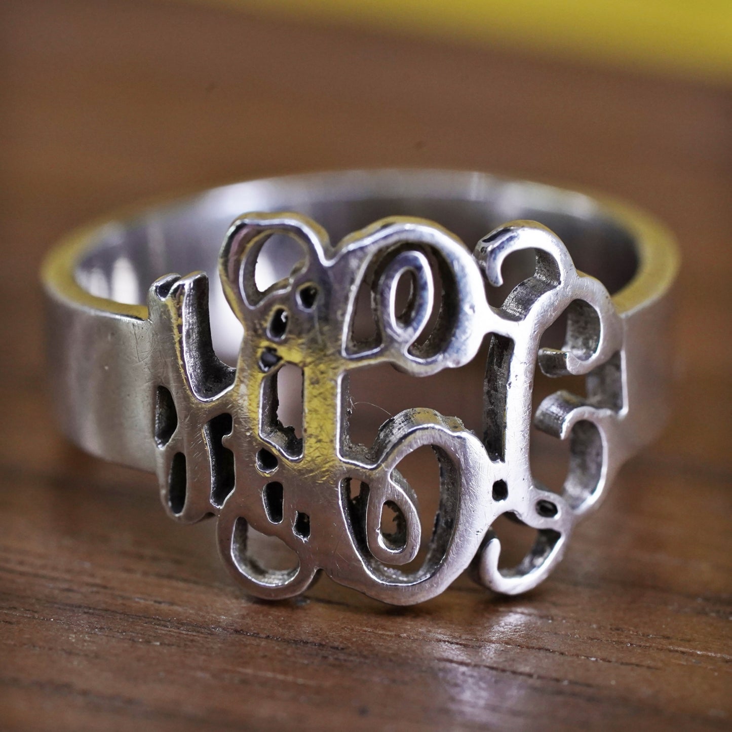 Size 6.5, vintage Sterling 925 silver handmade ring engraved monogram “HCC”