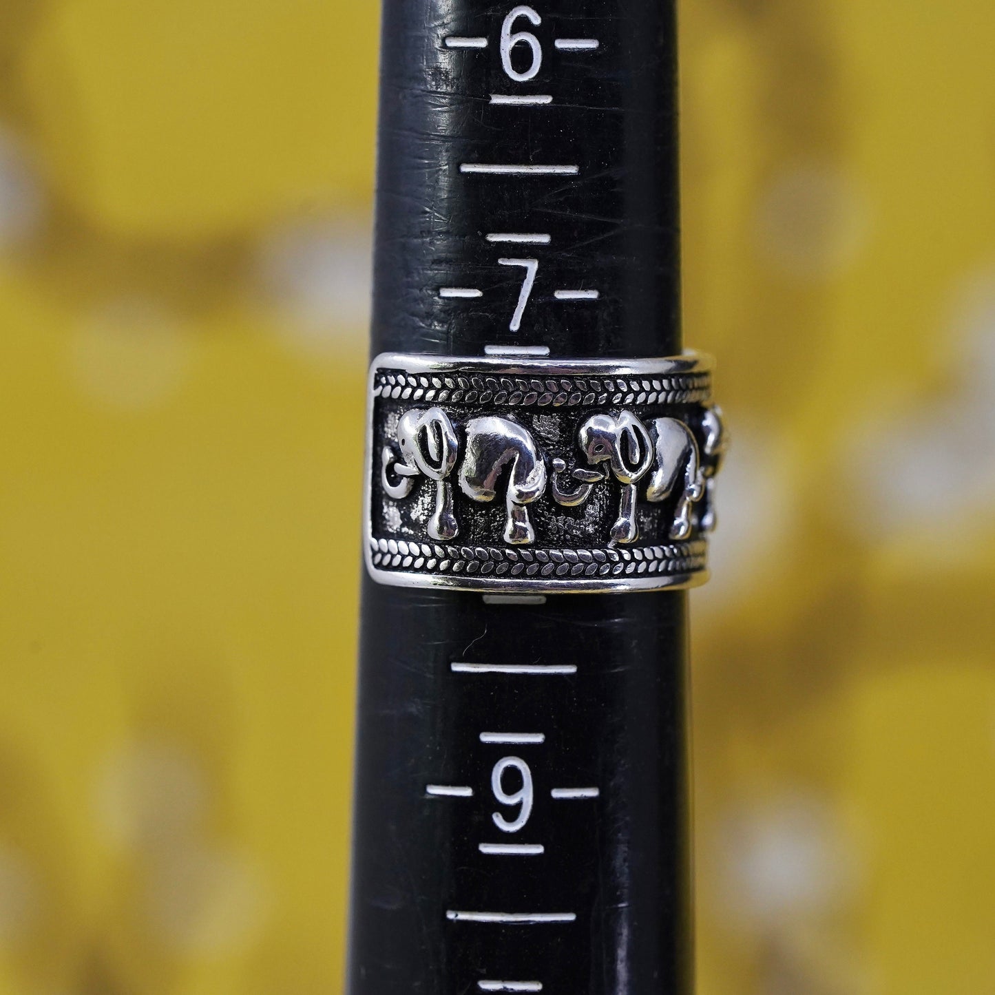 Size adjustable, vintage sterling silver handmade ring. 925 elephant band