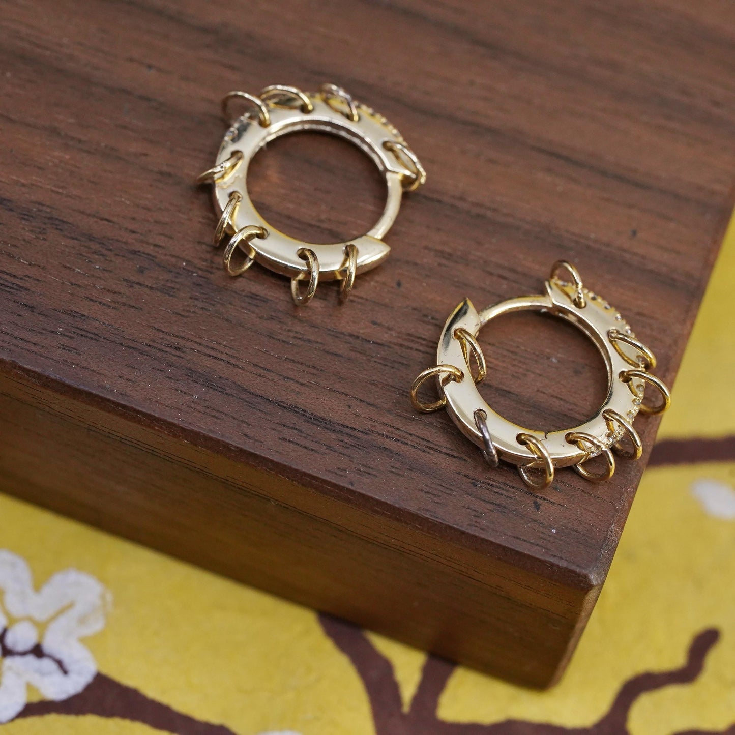0.5", vermeil gold Sterling silver earrings, 925 huggie hoops cz small rings