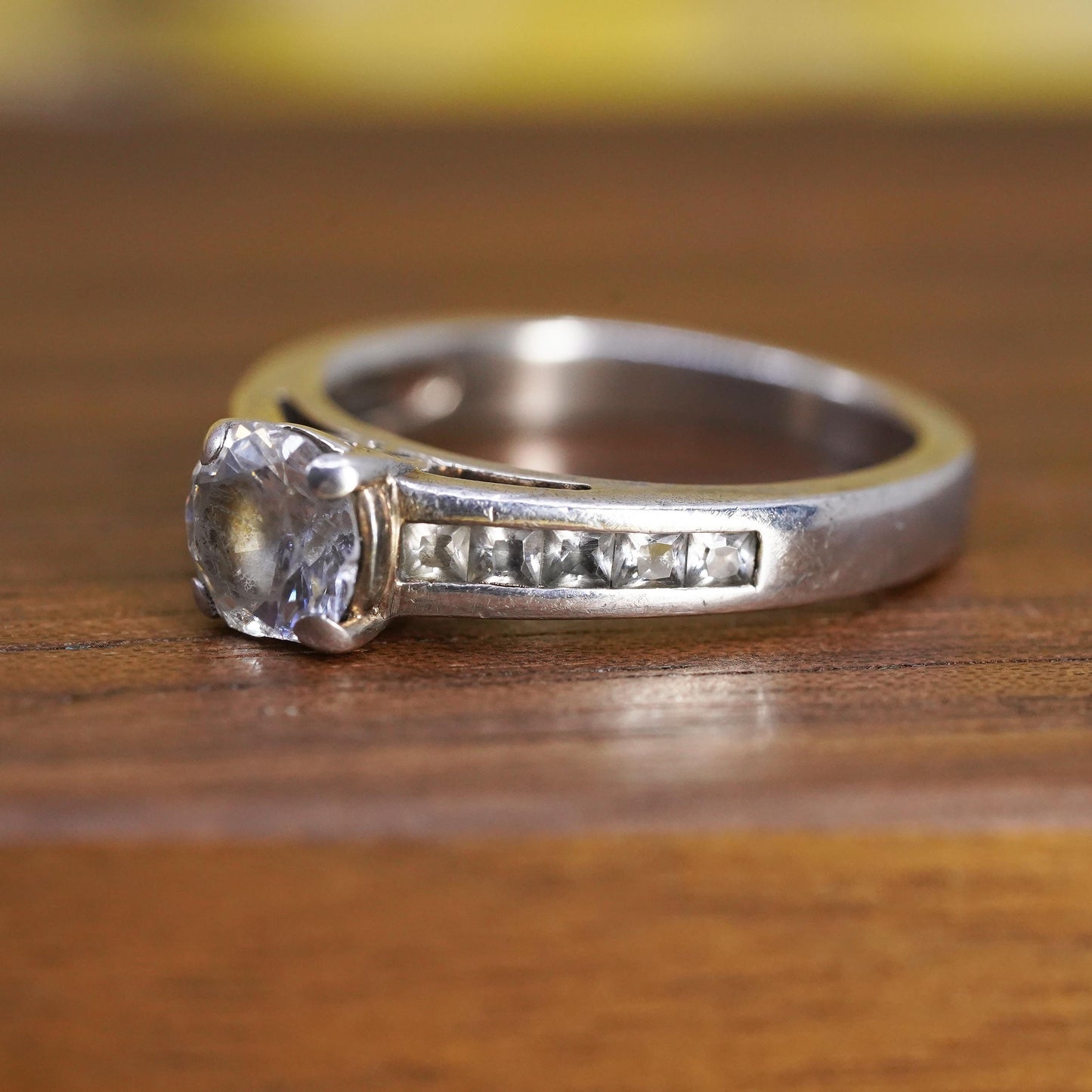 Size 7, vintage Sterling silver 925 engagement ring with cz