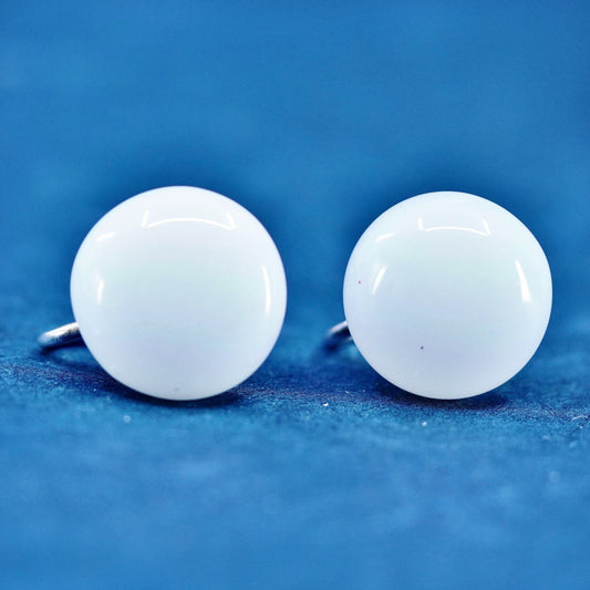 Vintage Sterling silver handmade earrings, 925 Button screw back