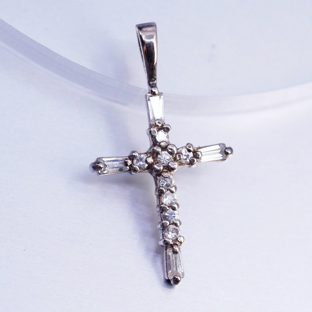 Vermeil Gold Over Sterling Silver 925 CZ Cross Pendant Christian Crucifix Charm