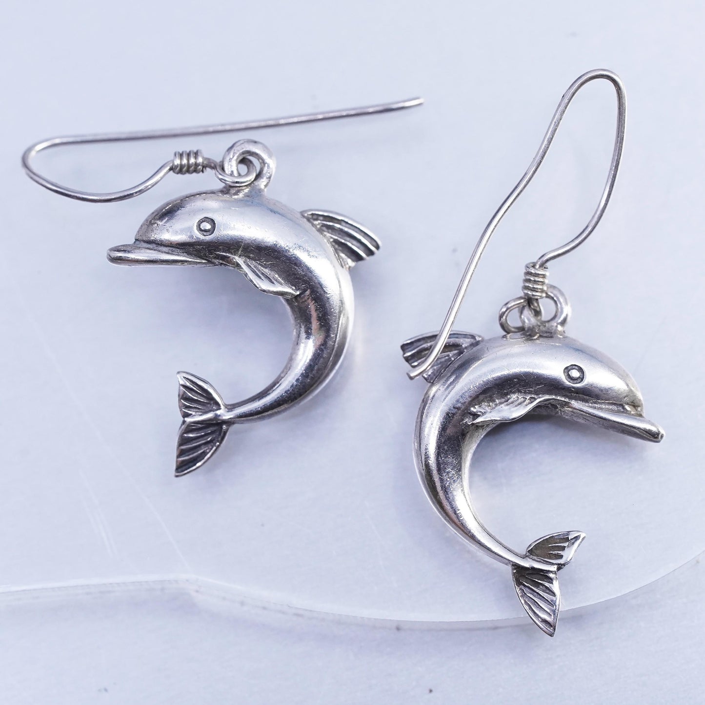 Vintage Sterling 925 silver handmade dolphin earrings