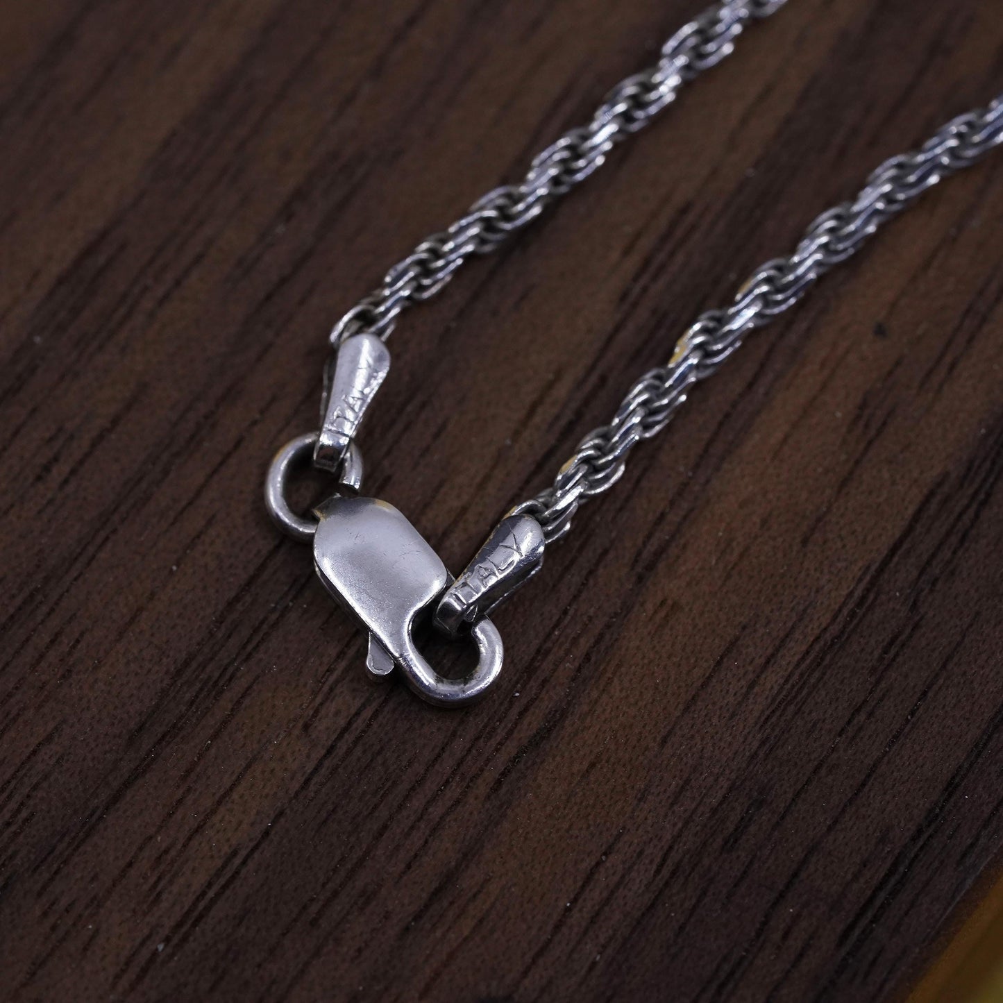 16" 2mm, vintage Italian Sterling silver necklace, 925 diamond rope chain