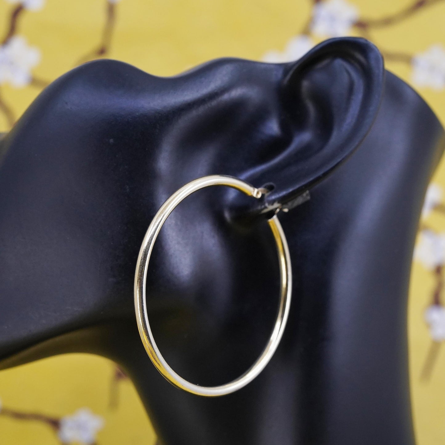 2.25”, Vintage vermeil gold over Sterling silver earrings, huge bold 925 hoops