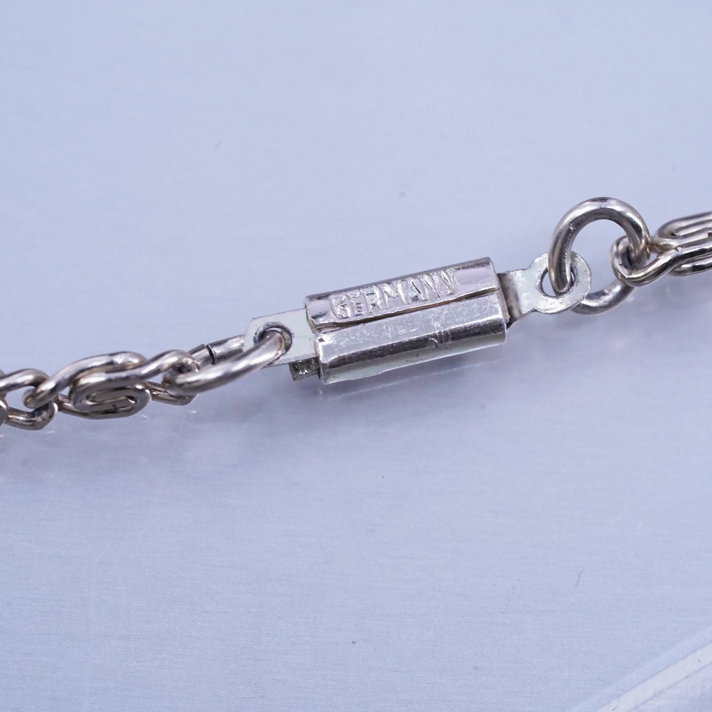18” 3mm, vintage German Sterling 800 silver flatten curb chain necklace