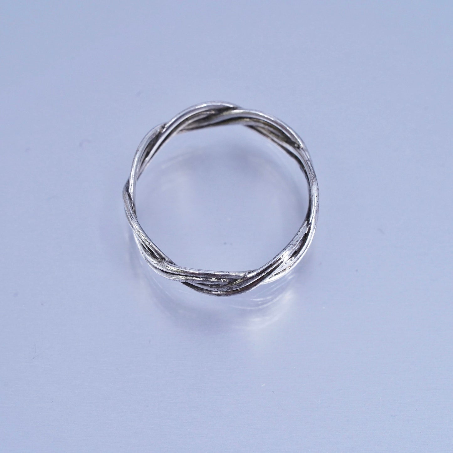 Size 9, vintage modern Sterling 925 silver handmade ring, wavy band