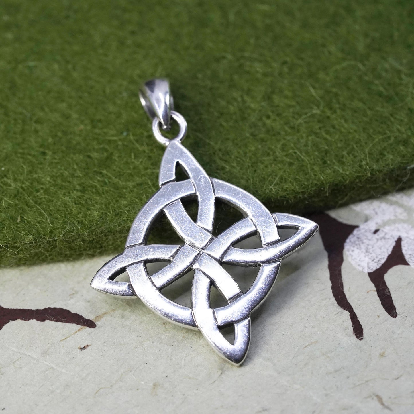 vintage sterling silver handmade pendant, 925 silver Irish Celtic knot charm