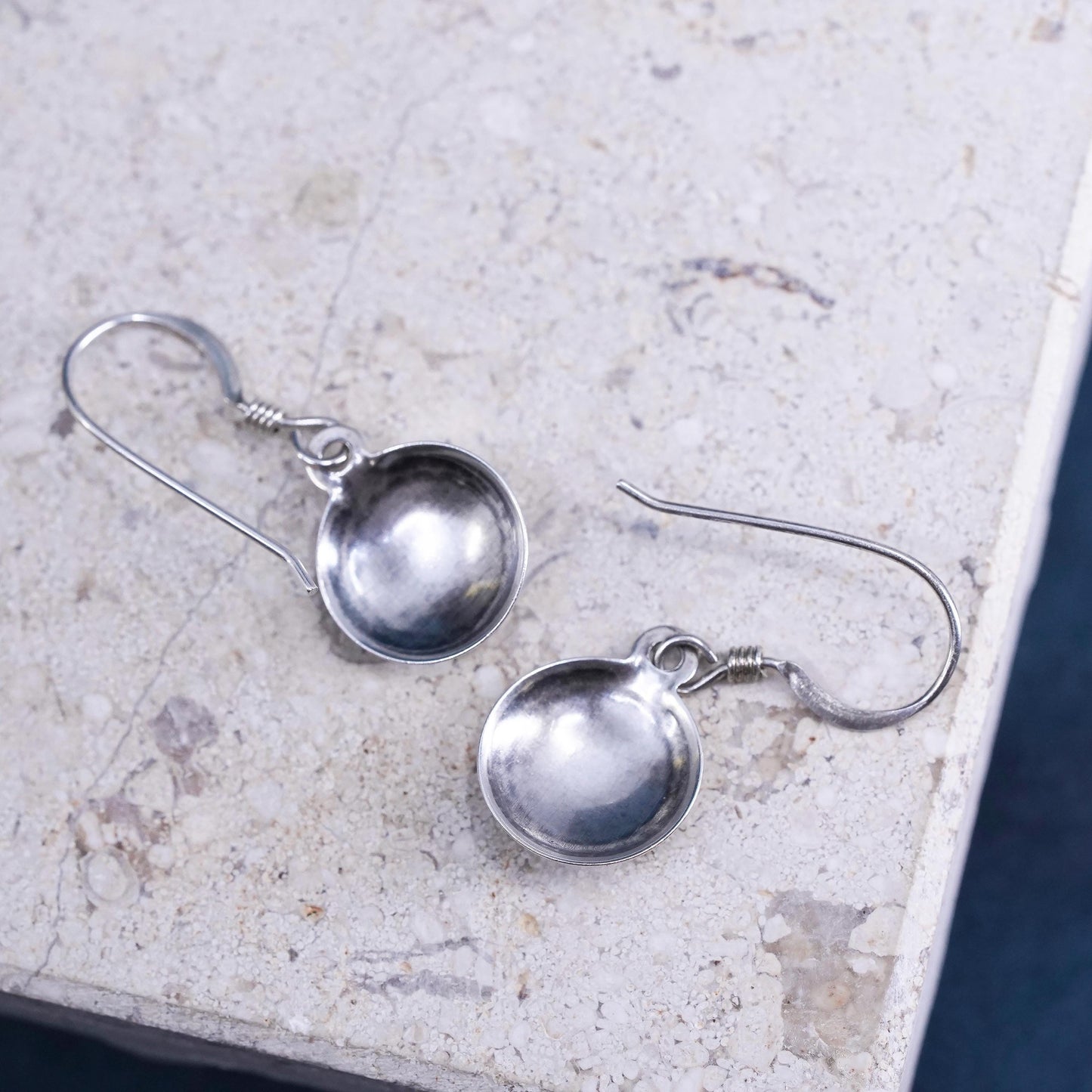 Native American sterling silver handmade earrings, 925 flower discs