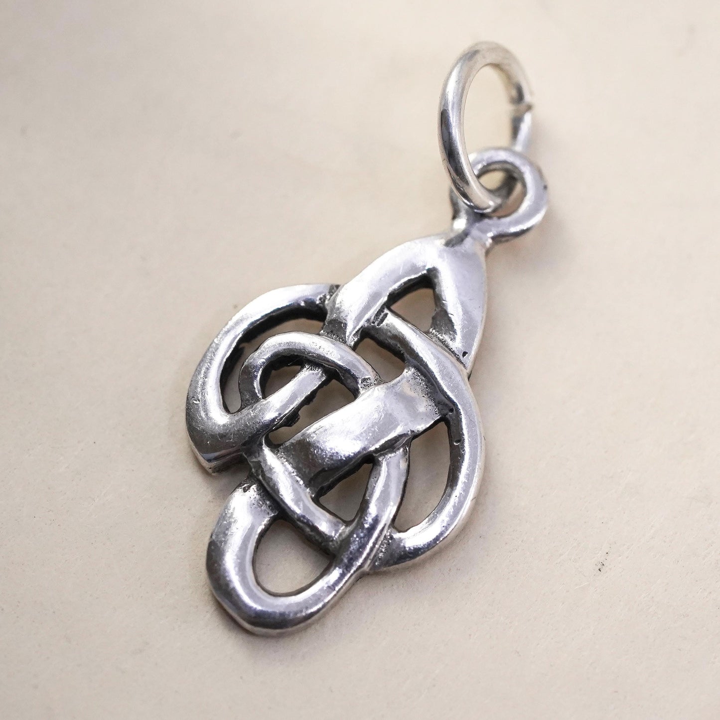 vintage sterling silver handmade pendant, 925 silver Irish Celtic knot charm