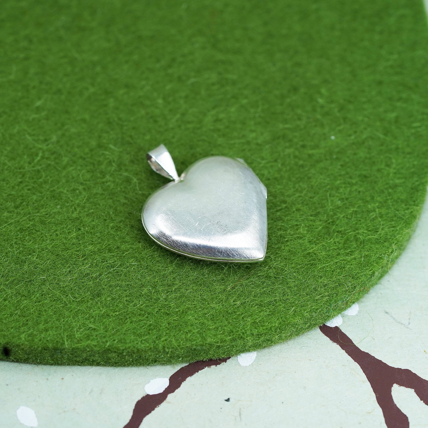Vintage sterling silver photo locket charm pendant, 925 heart with cz star