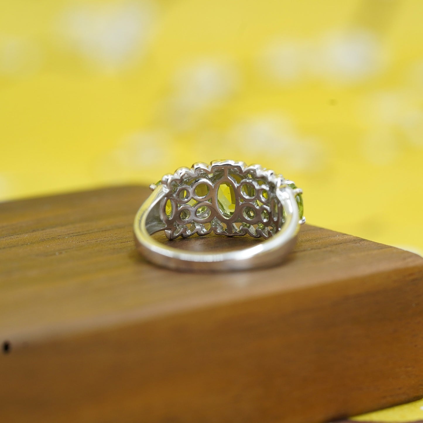 Size 10.25, vintage Sterling 925 silver handmade ring with peridot
