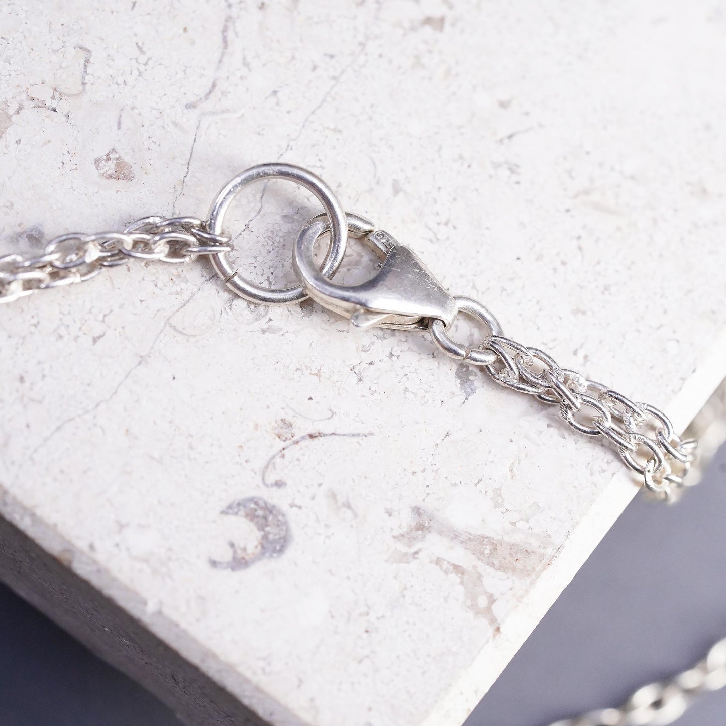26", Sterling 925 Silver double strands necklace, Smoky Quartz teardrop pendant