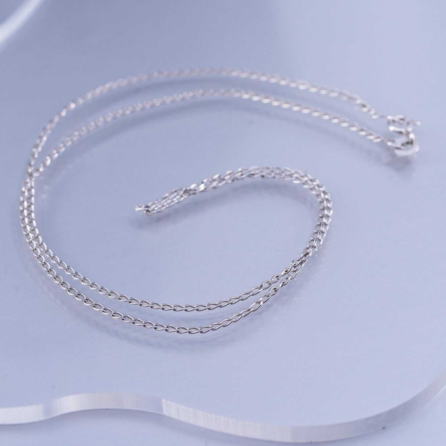 18” 1.6mm, vintage Italian Sterling 925 silver curb chain necklace