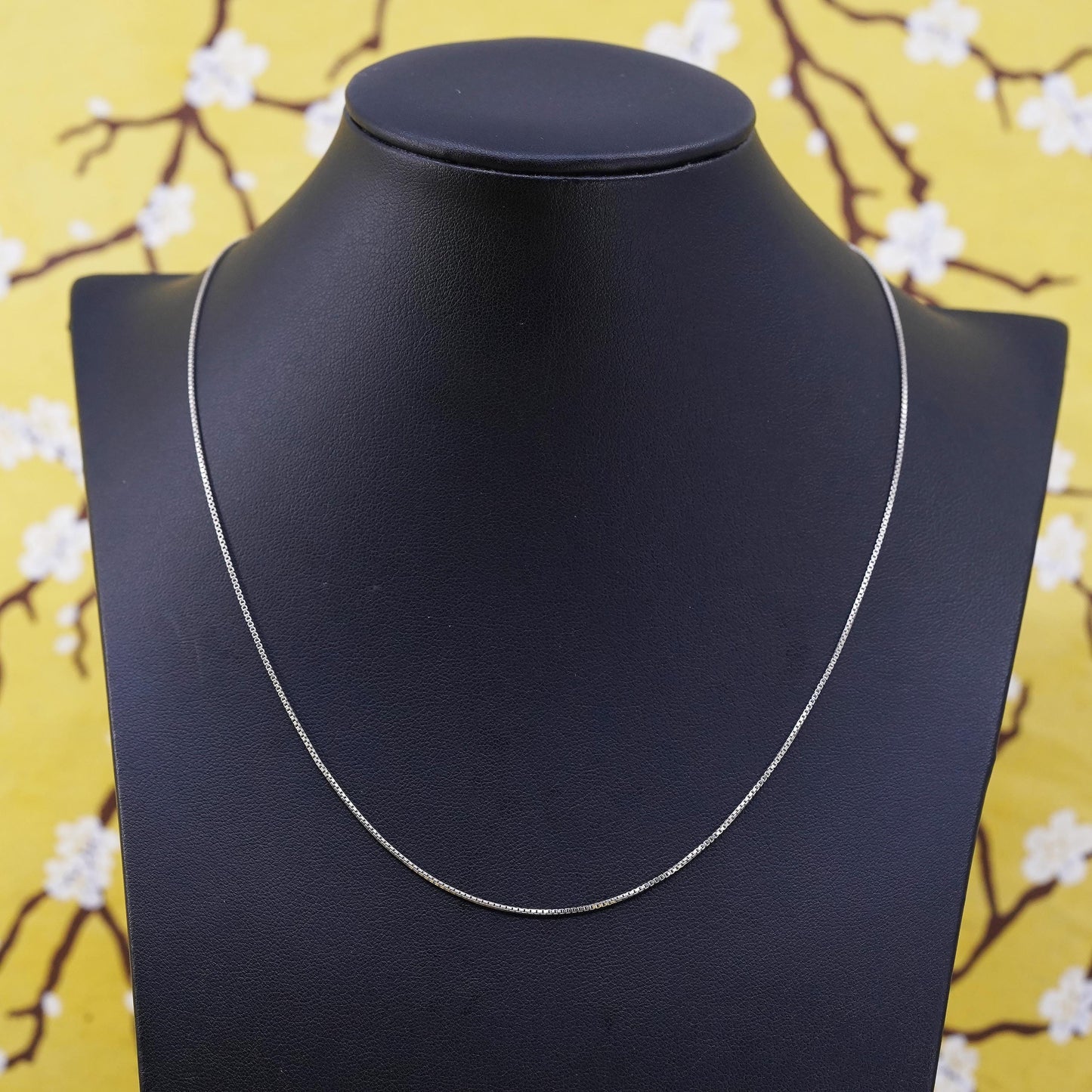 18", 1mm, Vintage Sterling silver box chain, Italy 925 necklace
