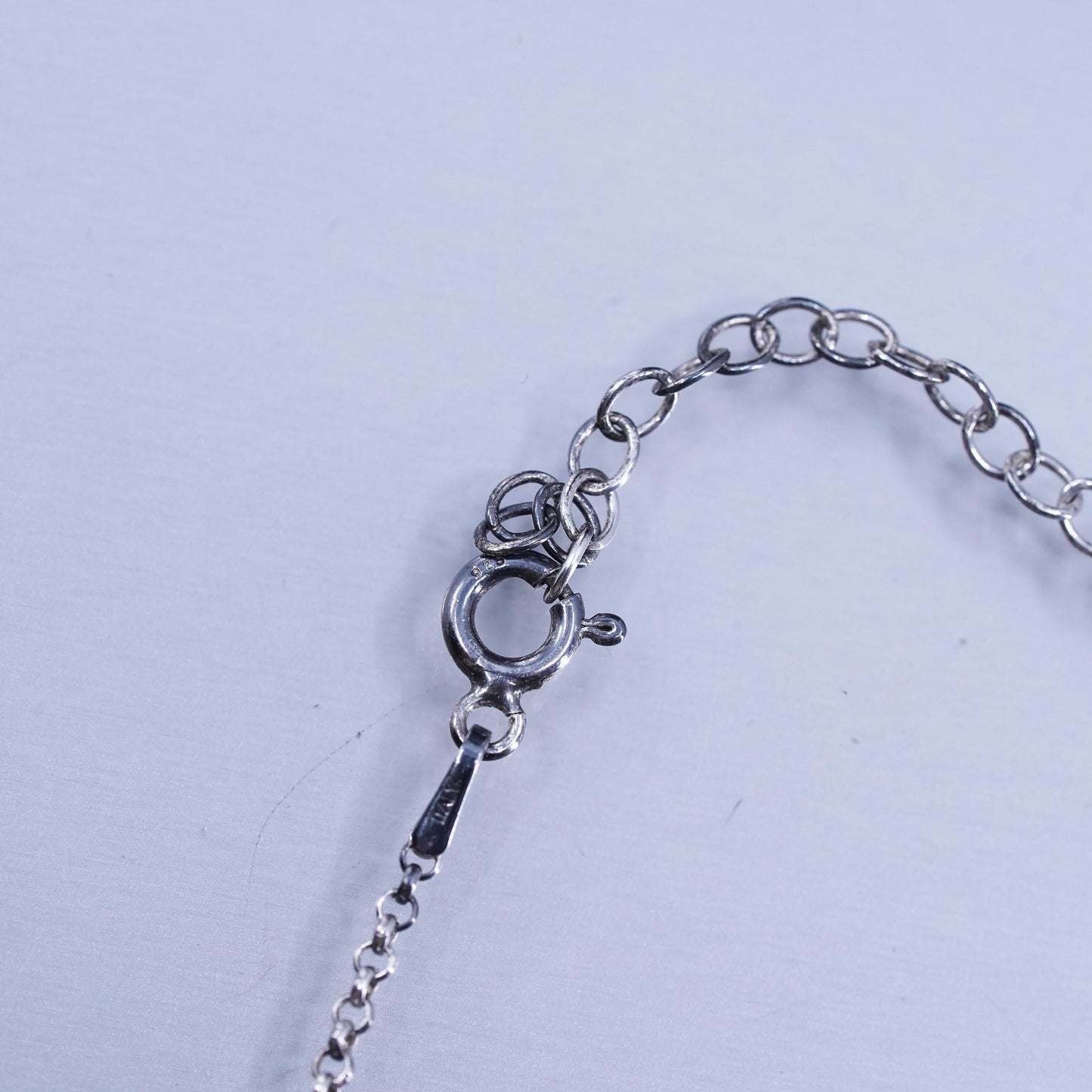 16+2”, vintage Sterling 925 silver circle chain necklace letter K wings pendant