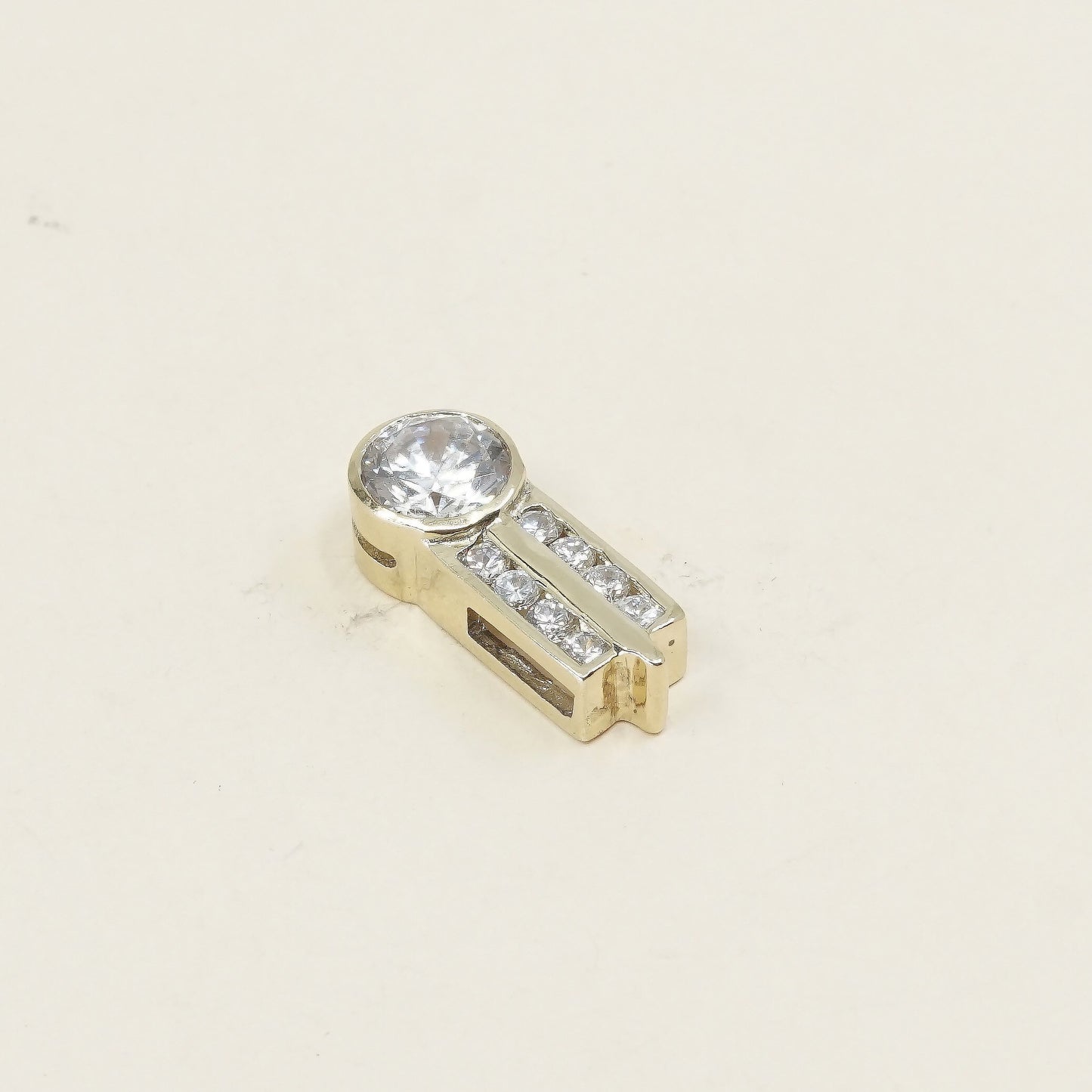 Gold over sterling silver pendant, minimalist, modernist, 925 w/ cz