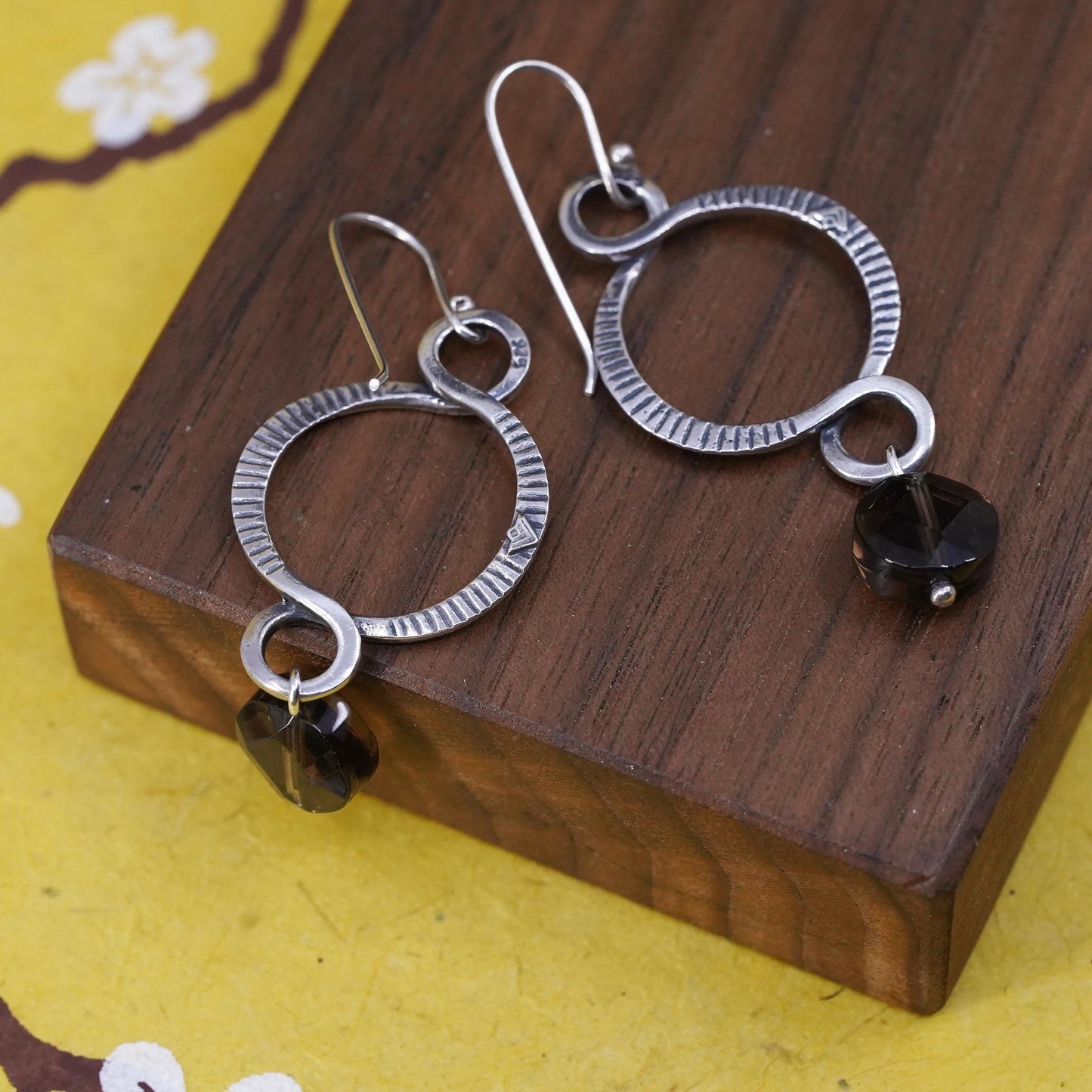 Silpada Sterling 925 Silver Faceted Brown Smoky Quartz Dangle Earrings W1485