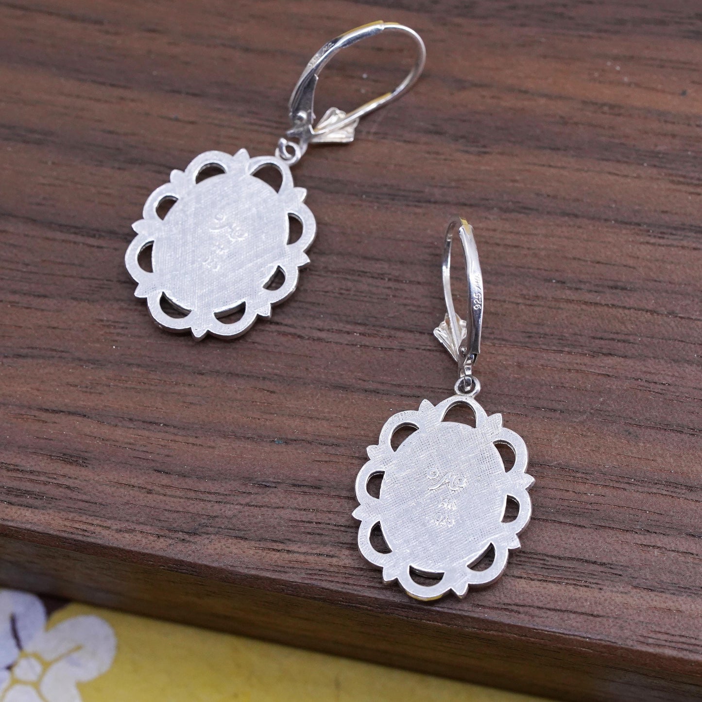 Michael Anthony Sterling 925 silver earrings w/ 14K yellow gold guardian angel