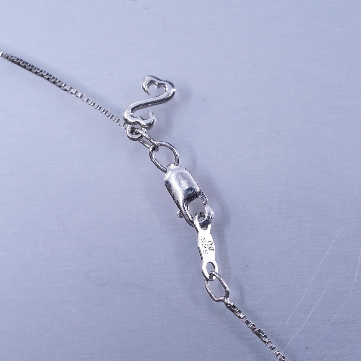 20”, vintage Sterling 925 silver handmade box necklace with open heart pendant