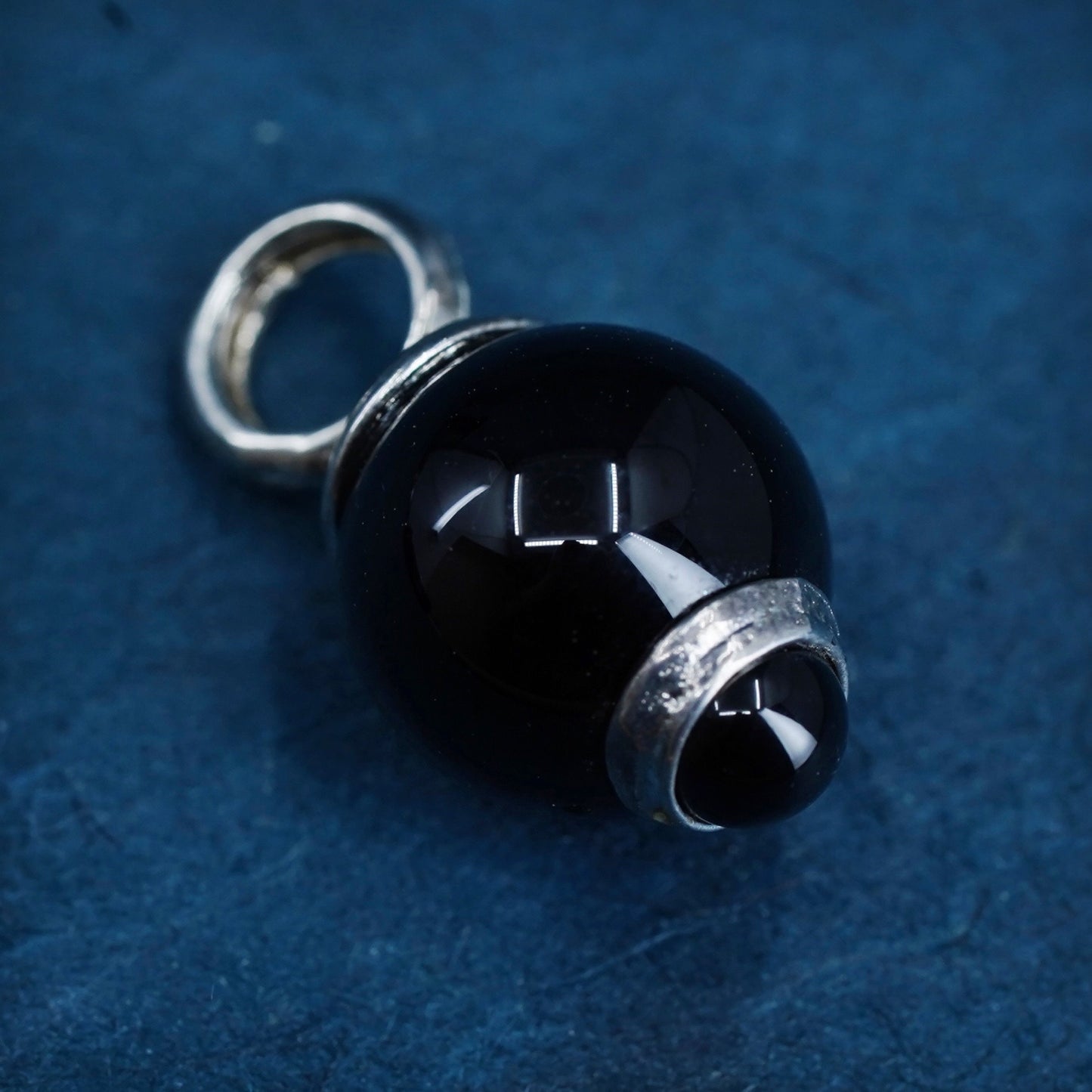 Vintage Sterling silver 925 handmade pendant with onyx bead