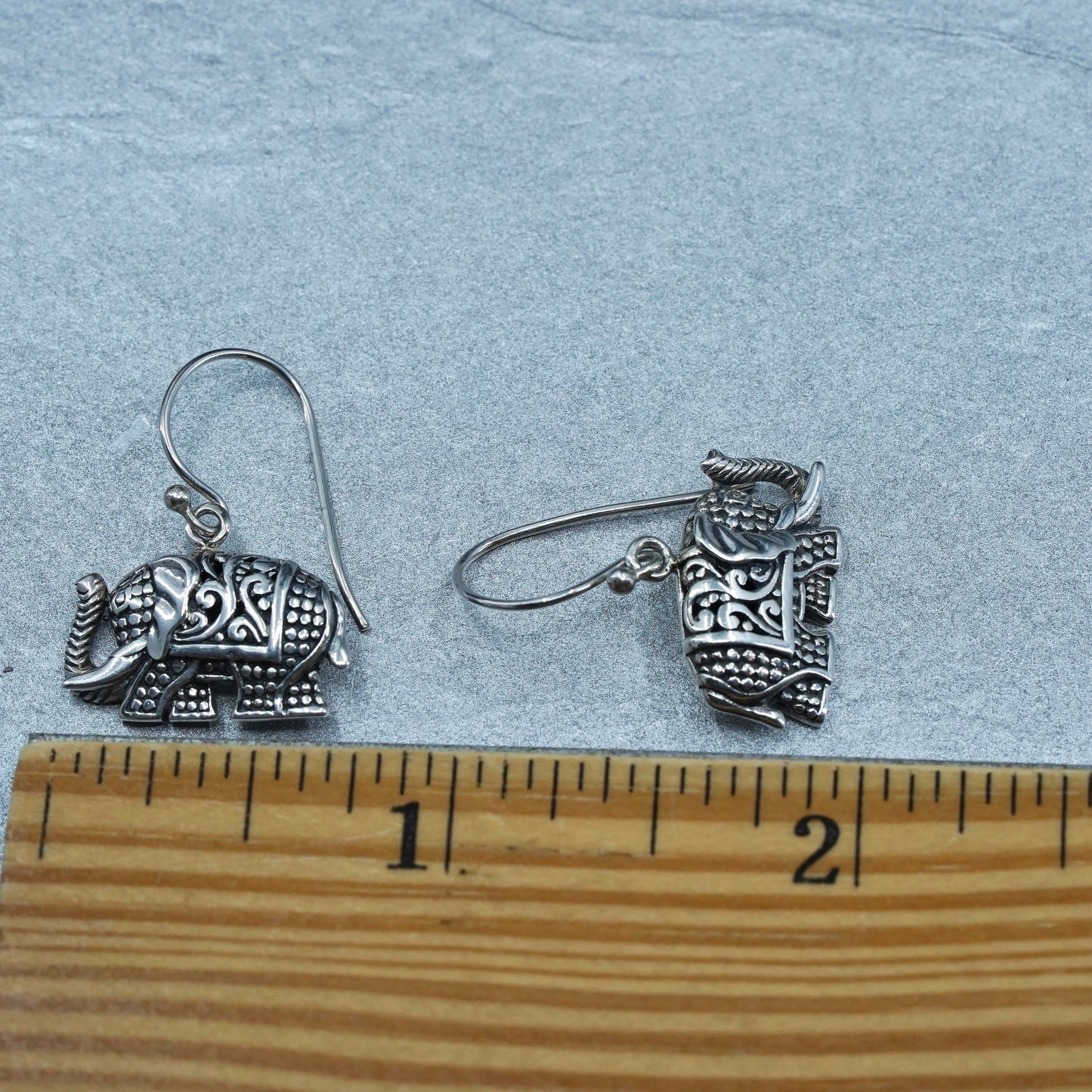 Vintage Sterling 925 silver filigree elephant earrings