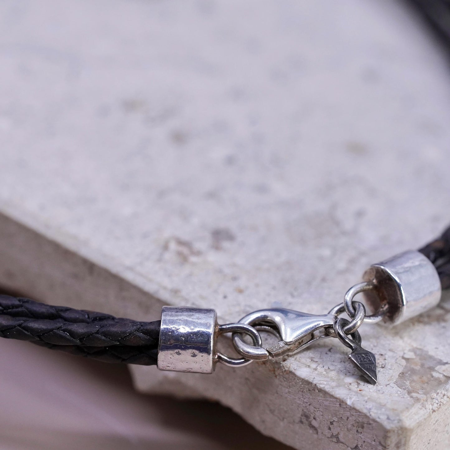 16” Silpada 925 Sterling Silver multi strands brown Leather Necklace pendant